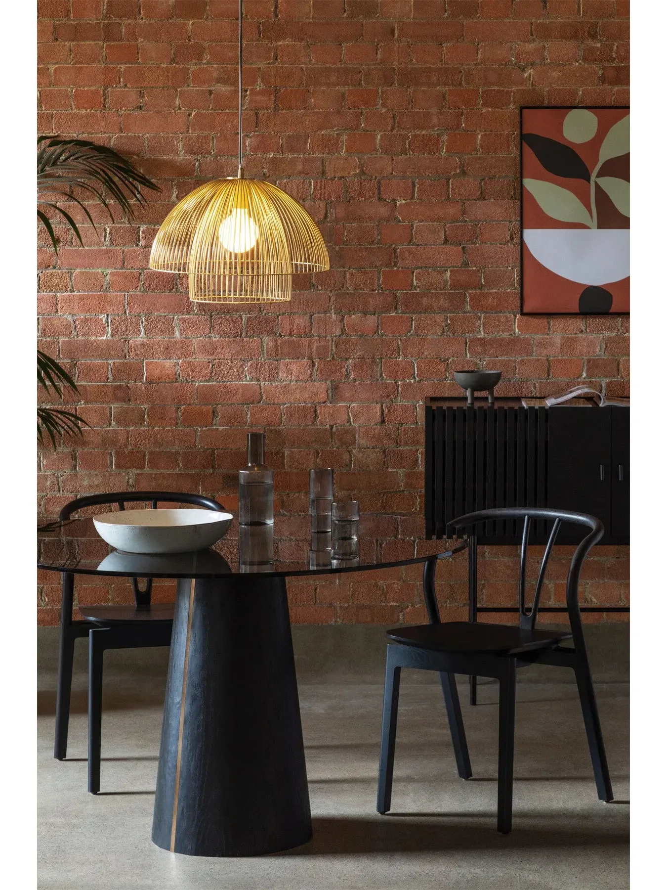 Square Pedestal Dining Table - Black, Glass