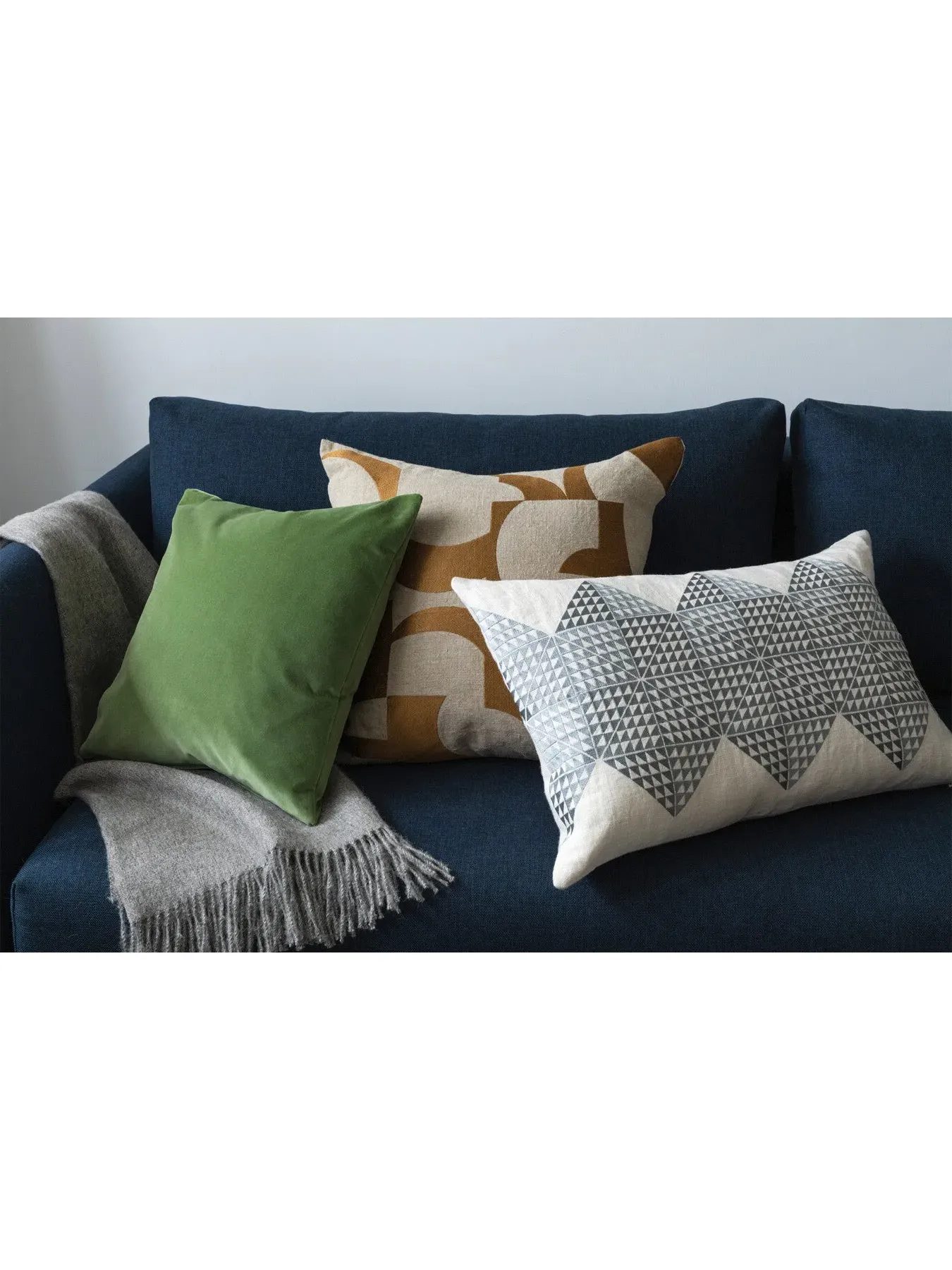 Square Velvet Cushion - Green, Cotton