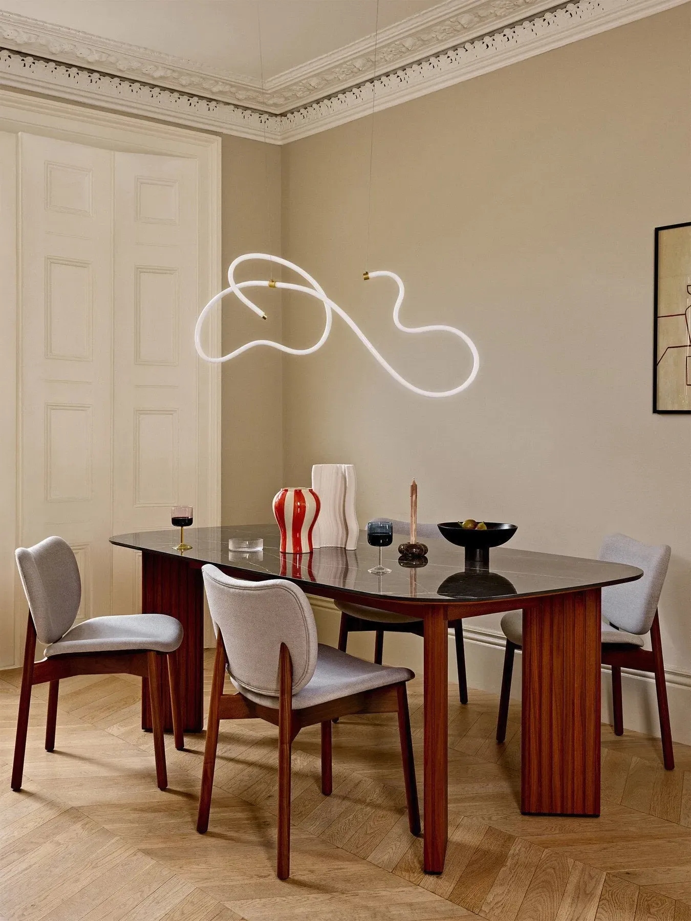 Squiggle LED Pendant Light - White, Plastic