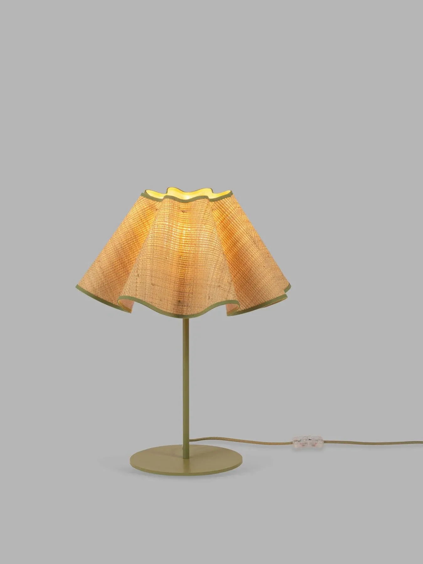 Table Lamp with Raffia Shade - Green, Natural