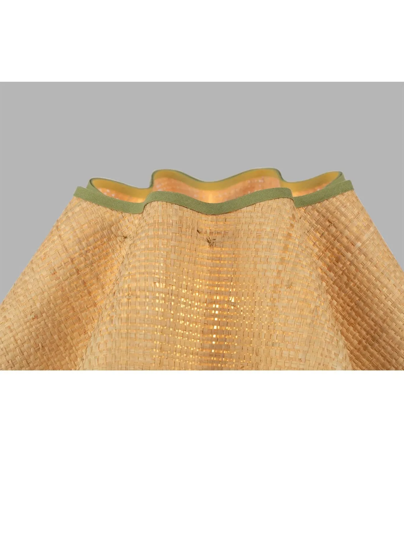 Table Lamp with Raffia Shade - Green, Natural