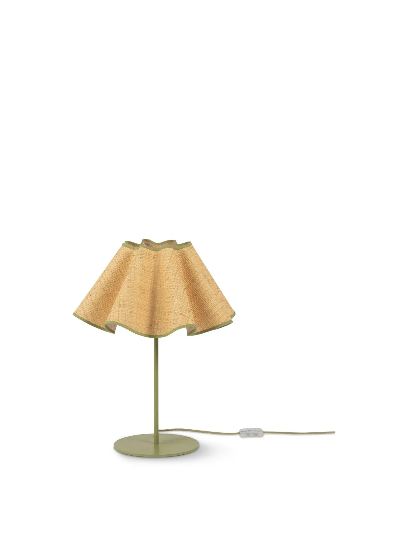 Table Lamp with Raffia Shade - Green, Natural image