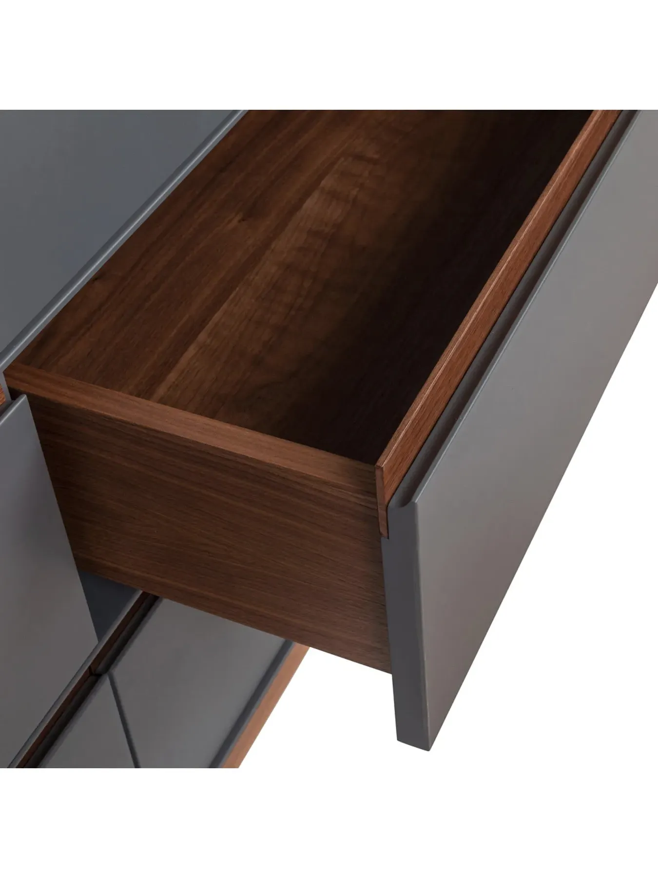 Triple Wardrobe with Adjustable Shelves - Grey, Walnut