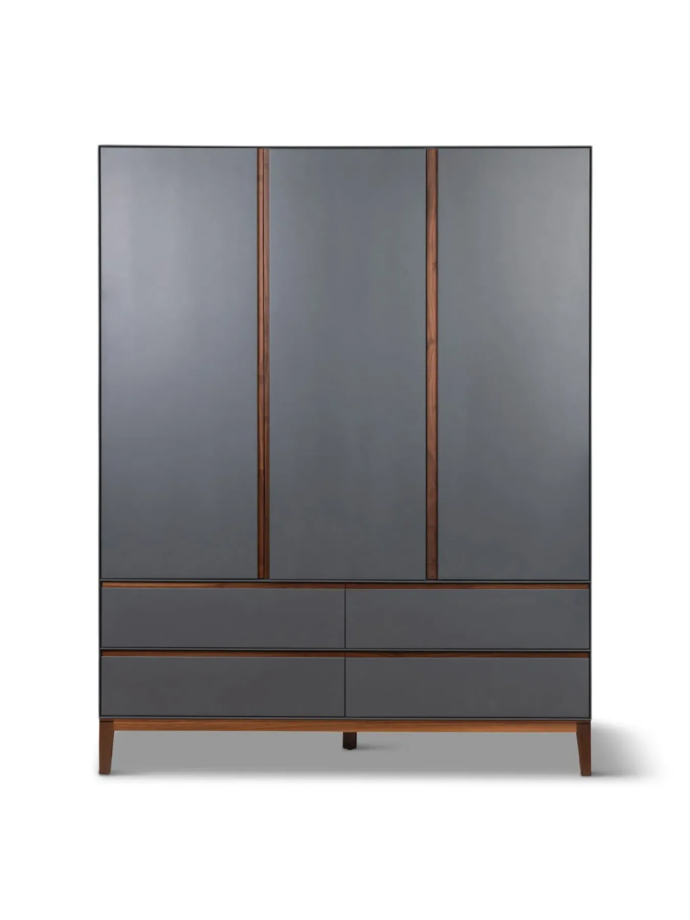 Triple Wardrobe with Adjustable Shelves - Grey, Walnut image