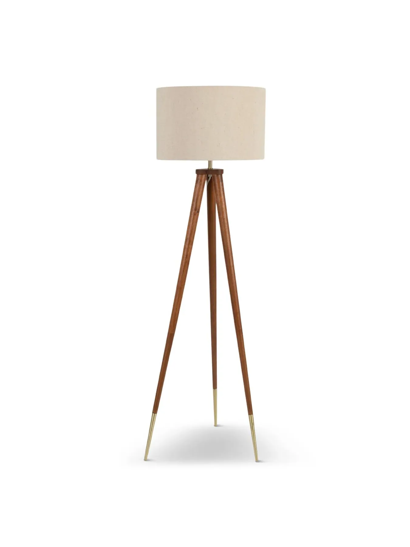 Tripod Floor Lamp with Shade - Brown, Wood image