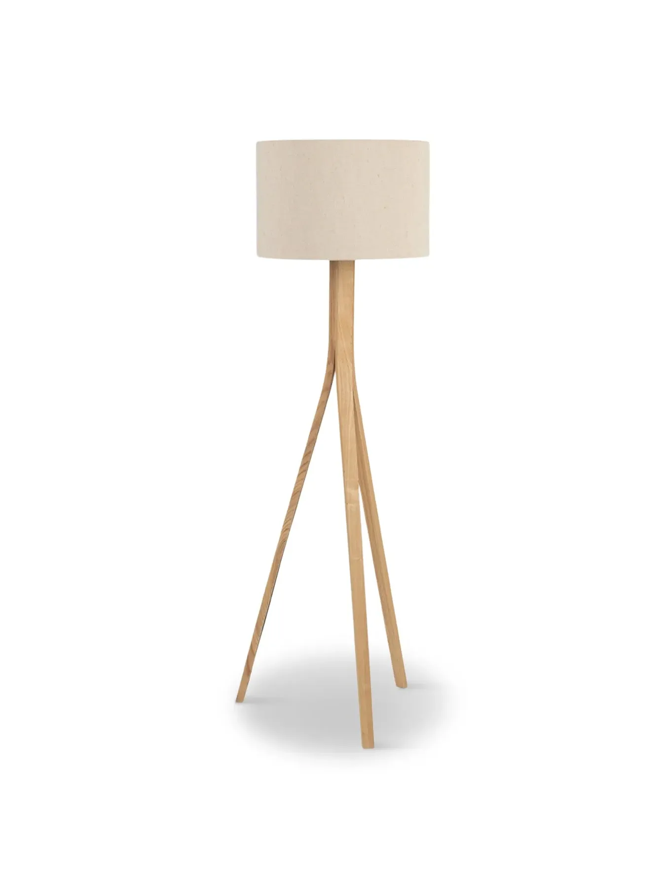 Tripod Floor Lamp with Shade - Tan, Ash Wood image