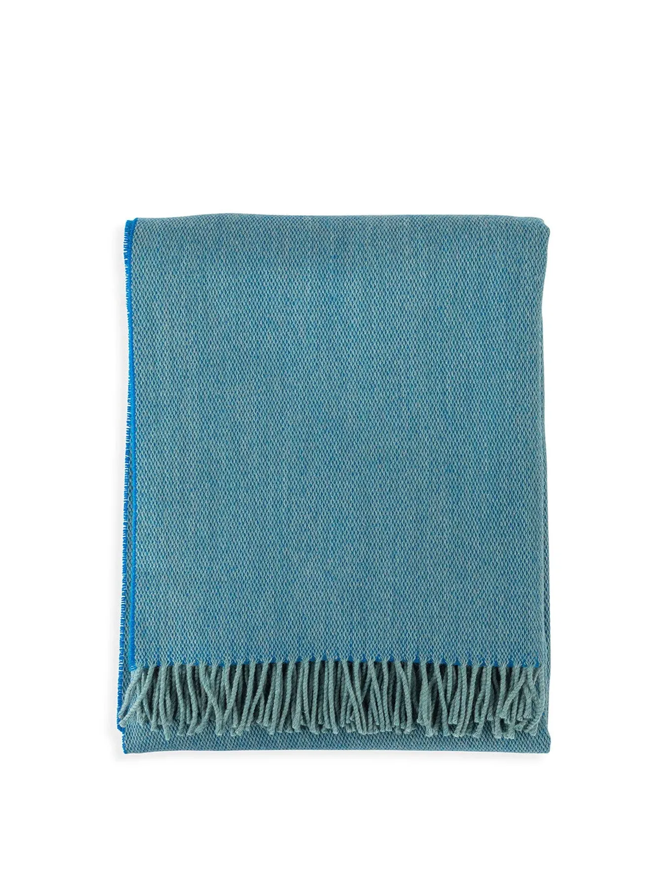 Two Tone Throw - Blue, Merino Wool