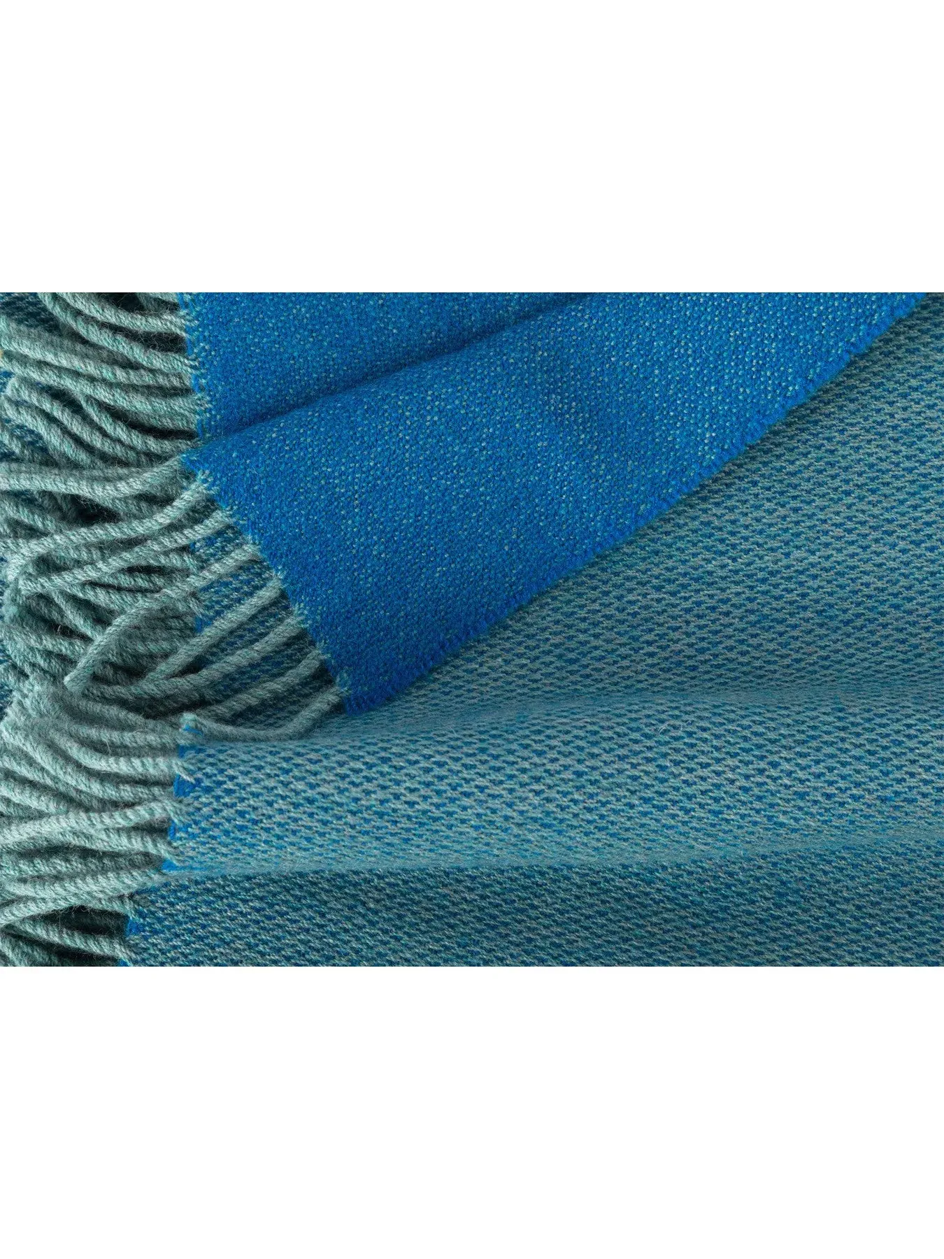 Two Tone Throw - Blue, Merino Wool