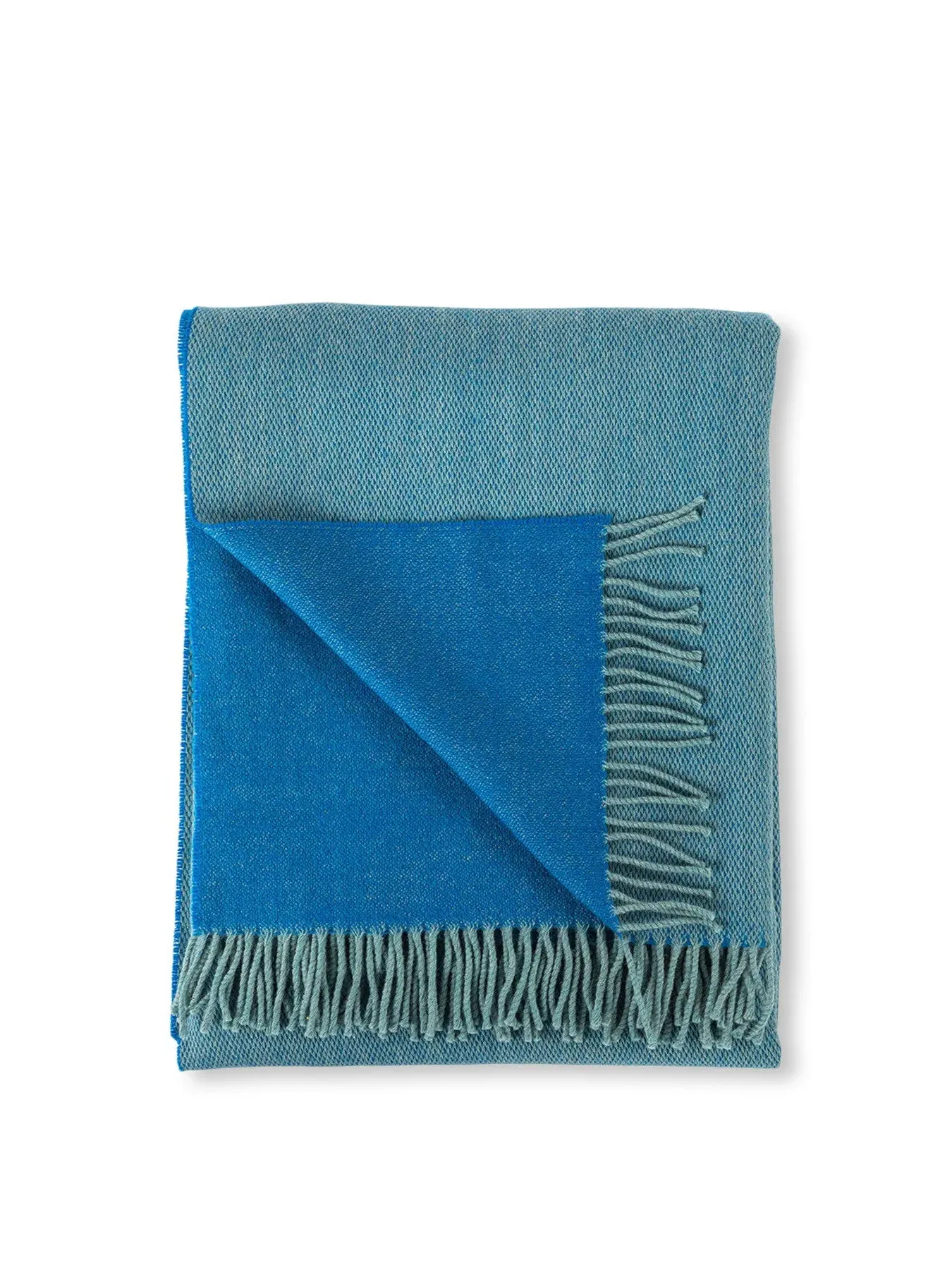 Two Tone Throw - Blue, Merino Wool image