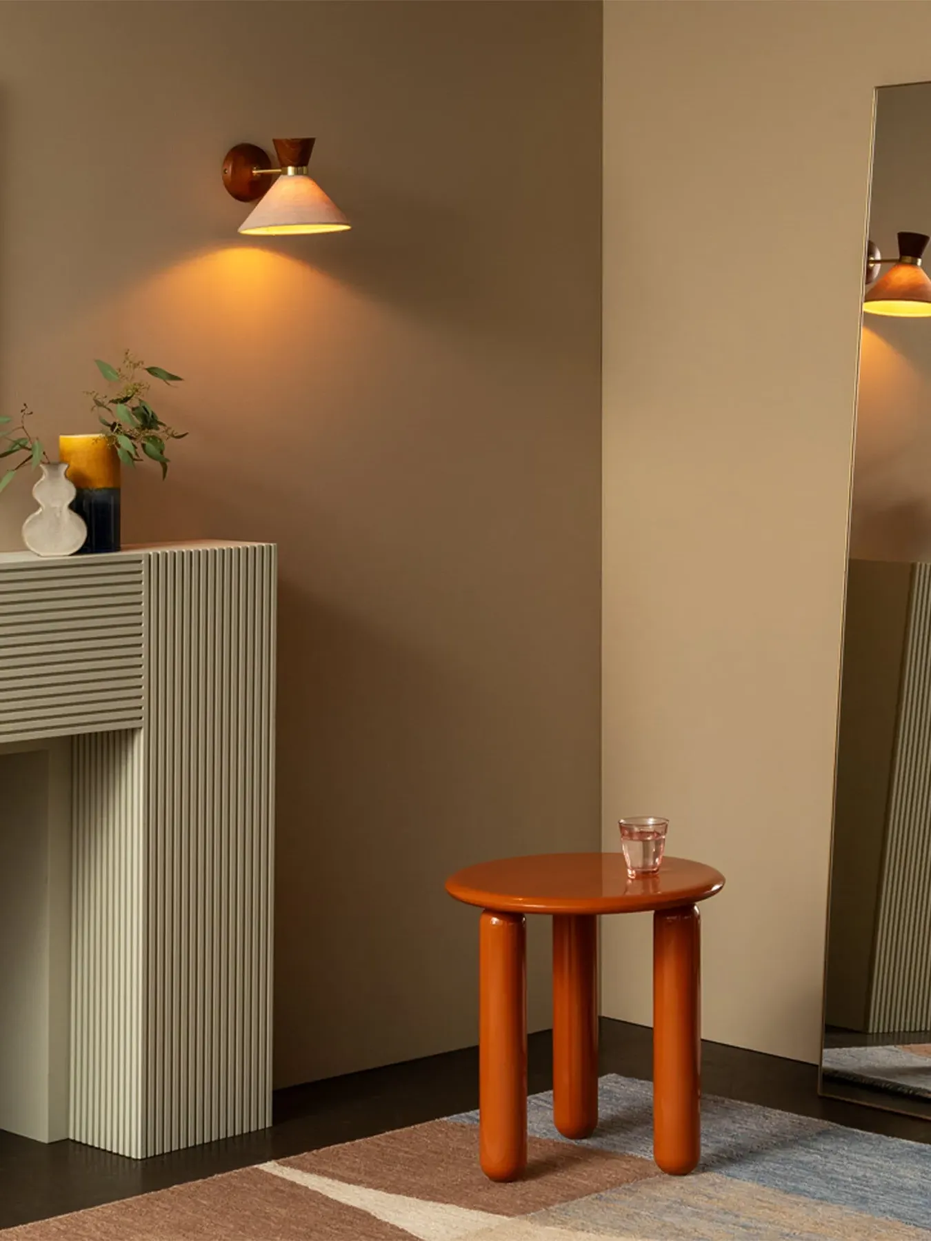Wall Light with Dimmer - Walnut, Cotton