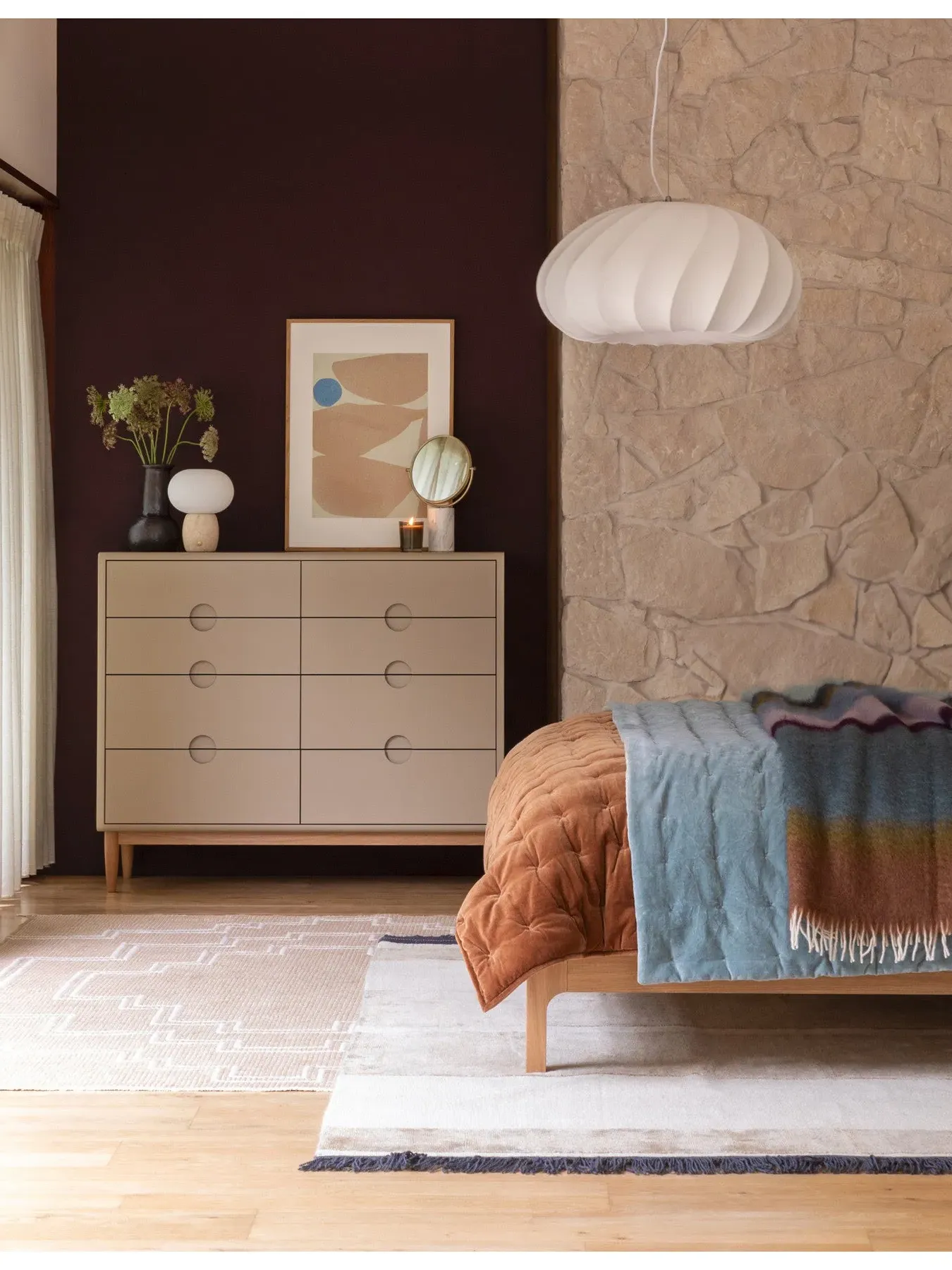 Wide Chest of Drawers - Beige, Painted Wood