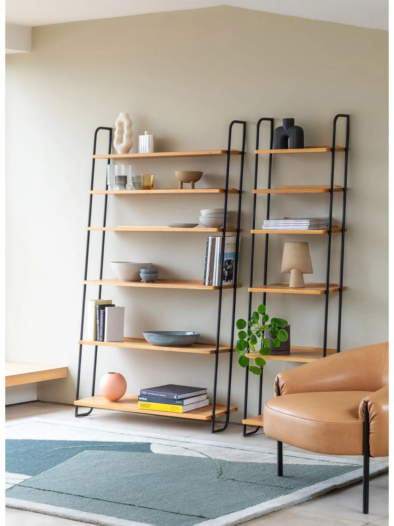 Wide Lean-To Shelves - Brown, Oak