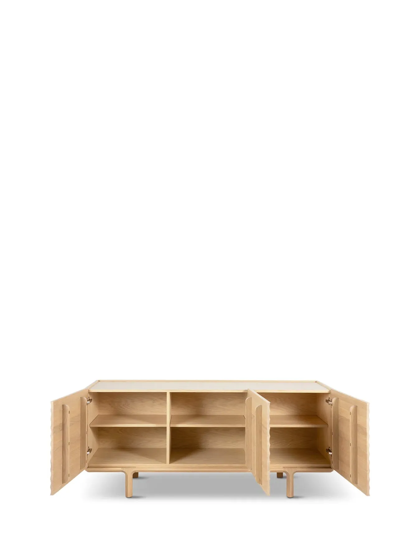 Wide Sideboard with Grooved Detailing - Natural Oak