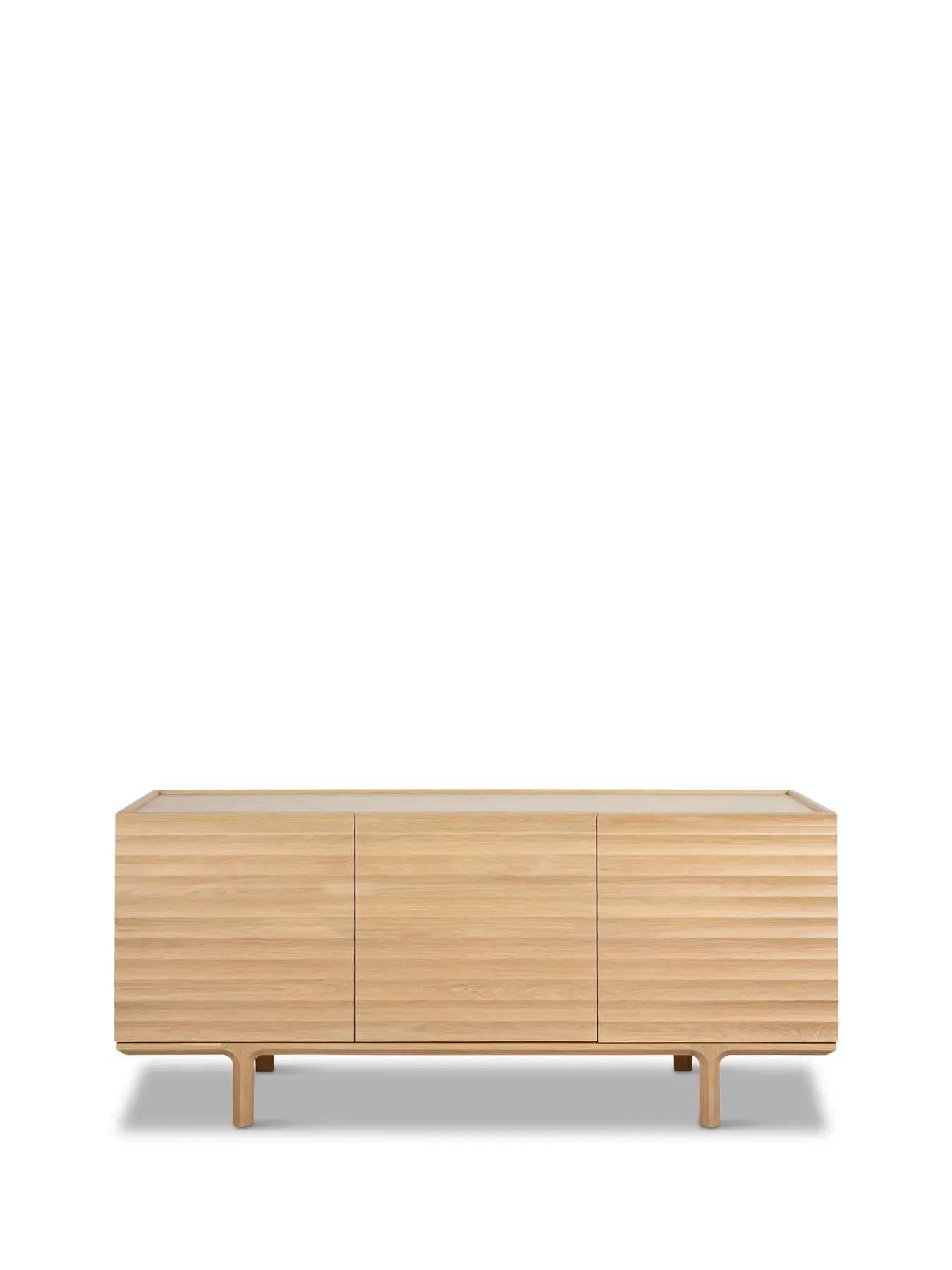 Wide Sideboard with Grooved Detailing - Natural Oak image