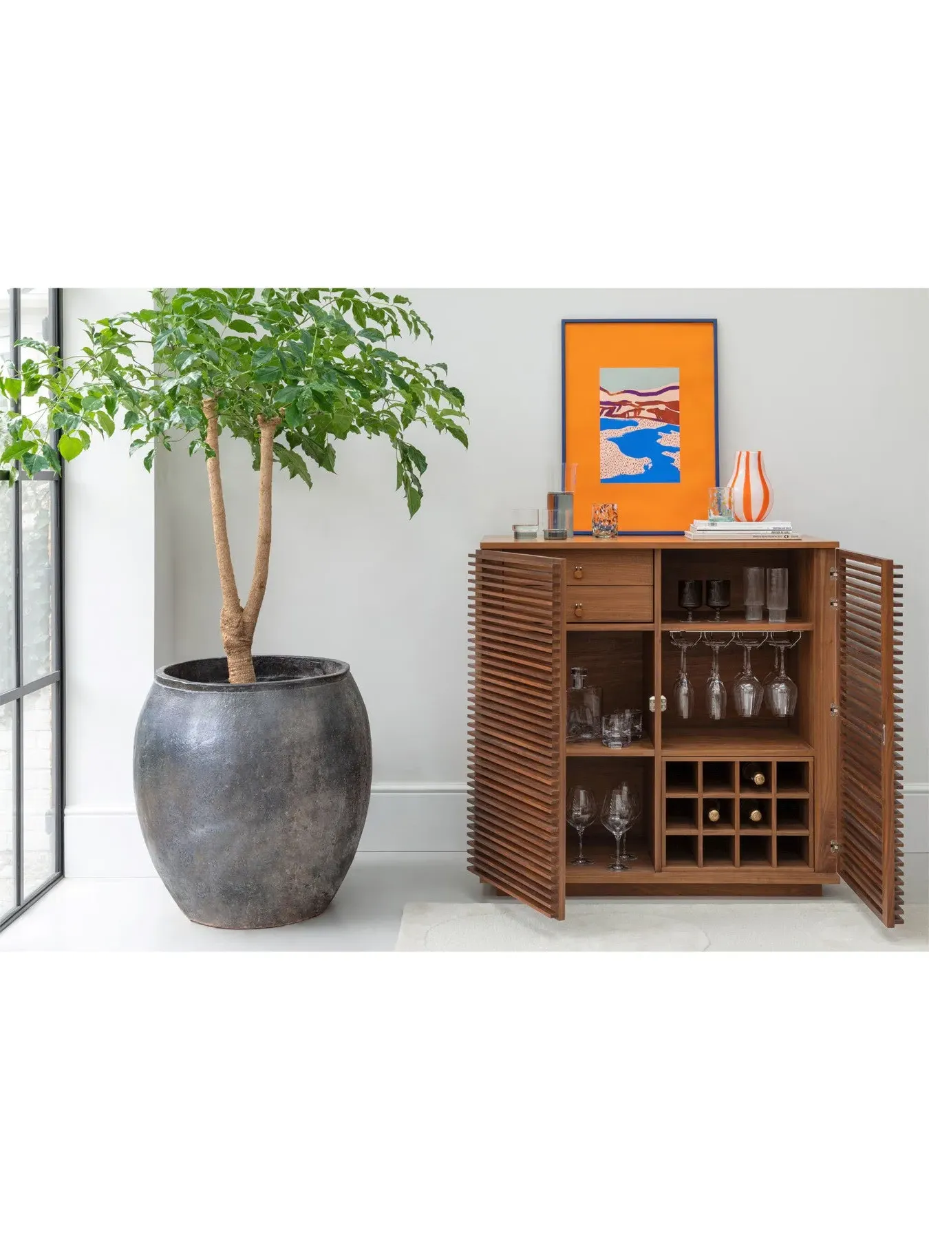 Wine Bar Cabinet - Brown, Walnut