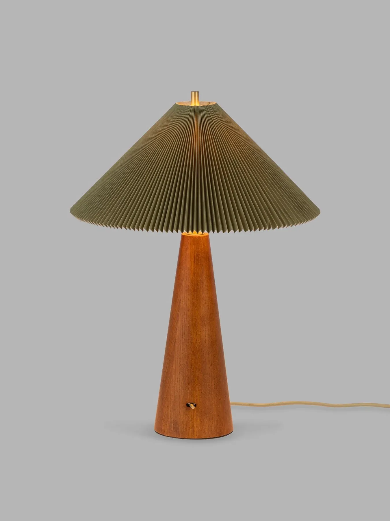 Woodland Table Lamp with Pleated Shade - Sage, Wood