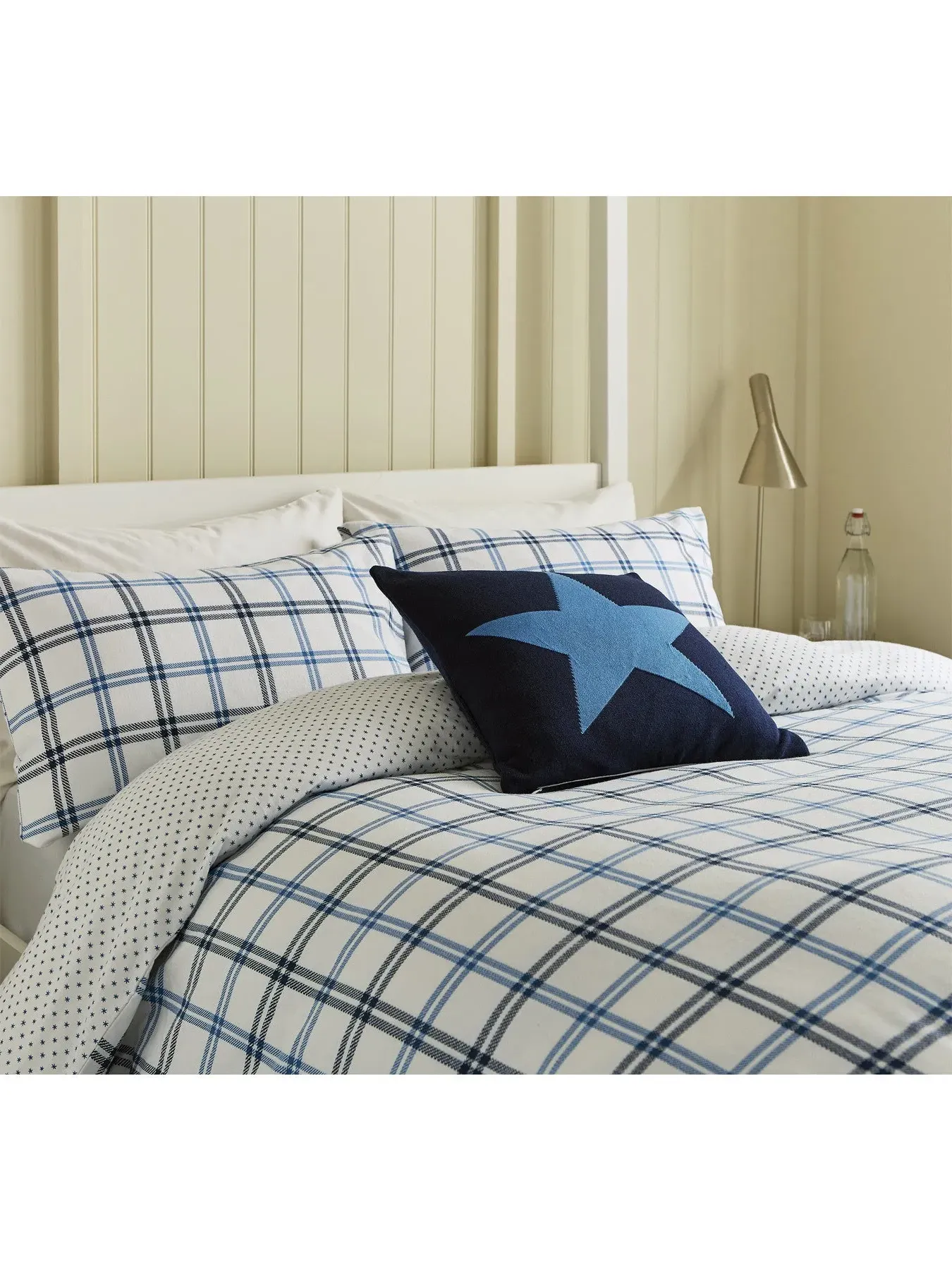 Single Bedding Set Hunters Check - Blue, Cotton