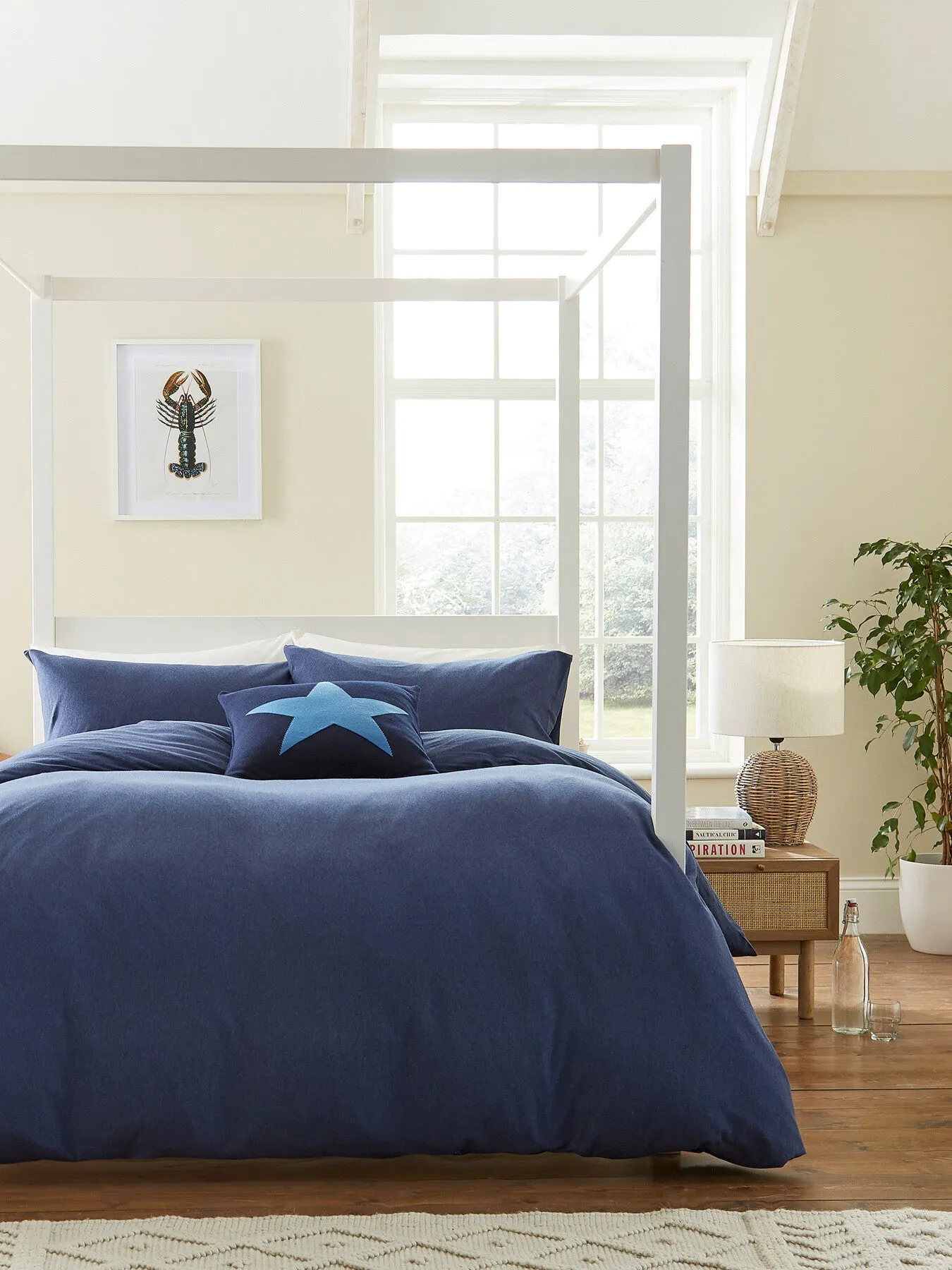 Single Jersey Duvet Cover Set - Navy, Cotton image