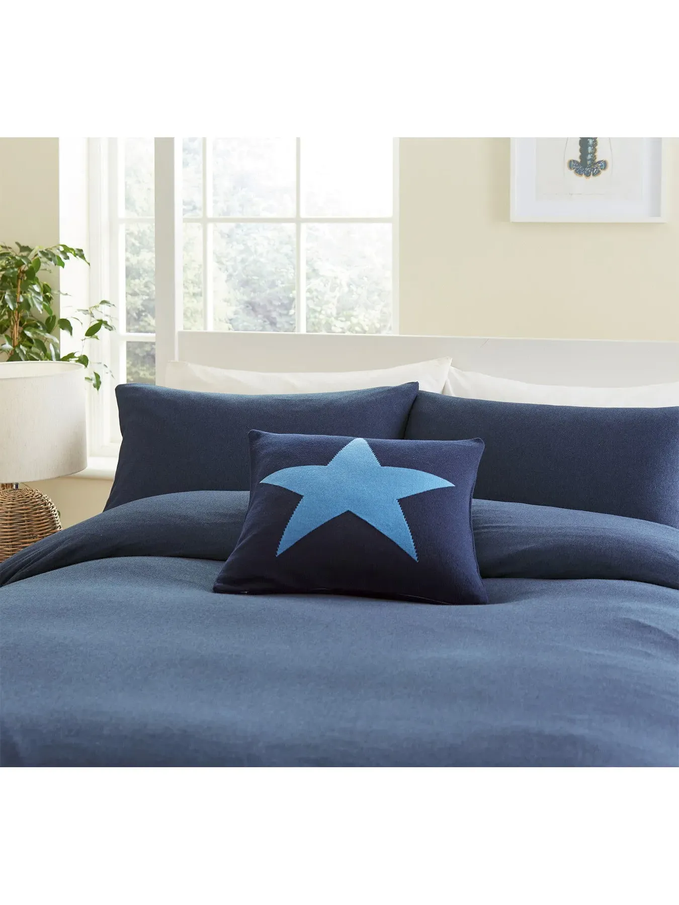 Square Star Cushion - Grey, Knit