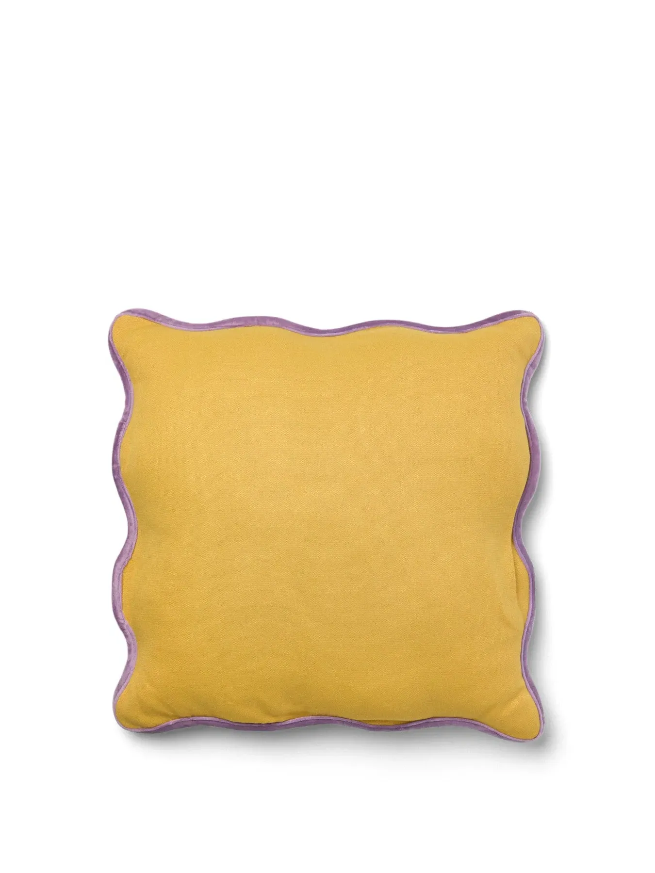 Reversible Cushion with Piped Trim - Yellow, Velvet image