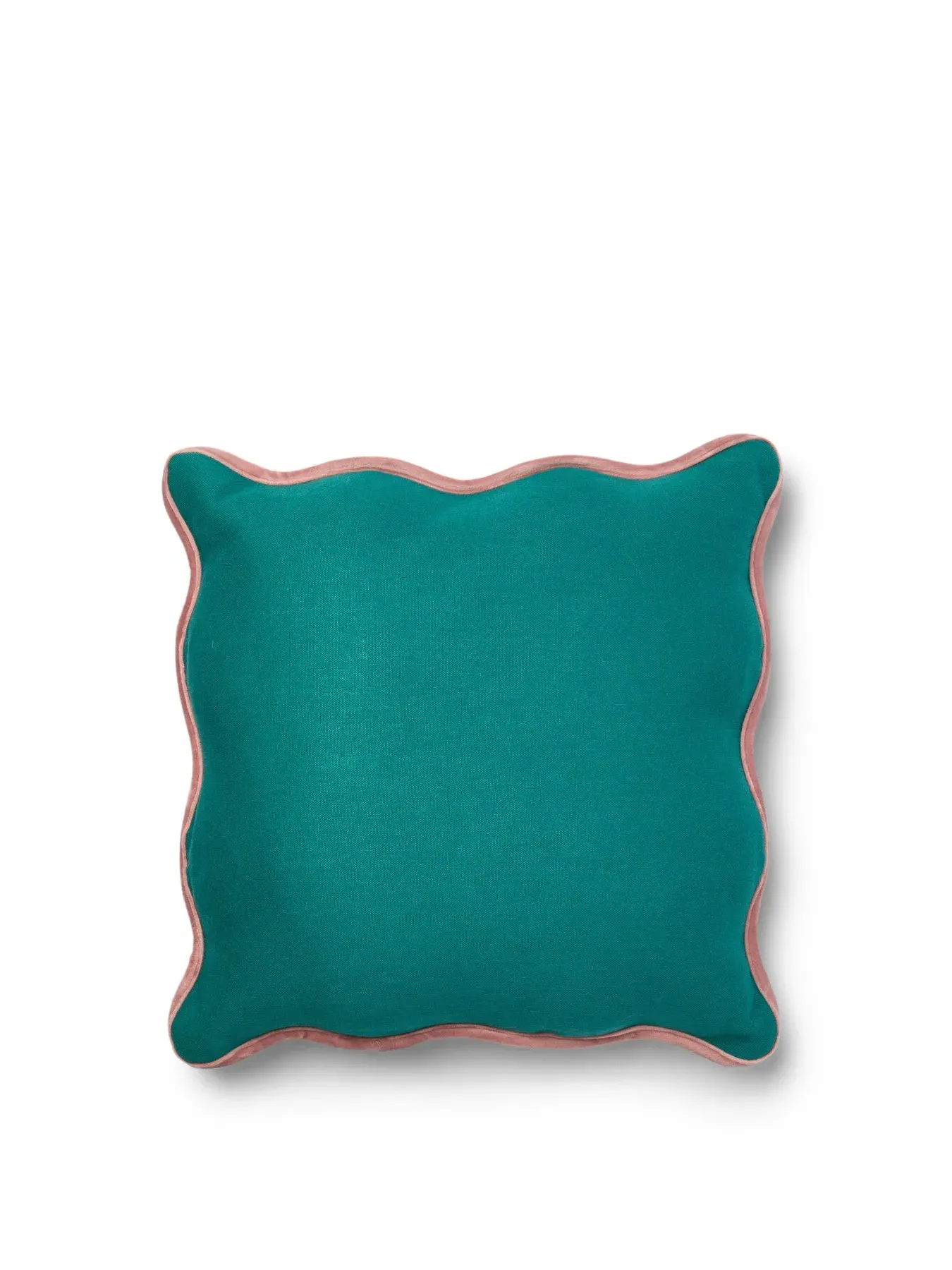 Reversible Cushion with Velvet Trim - Green/Pink image