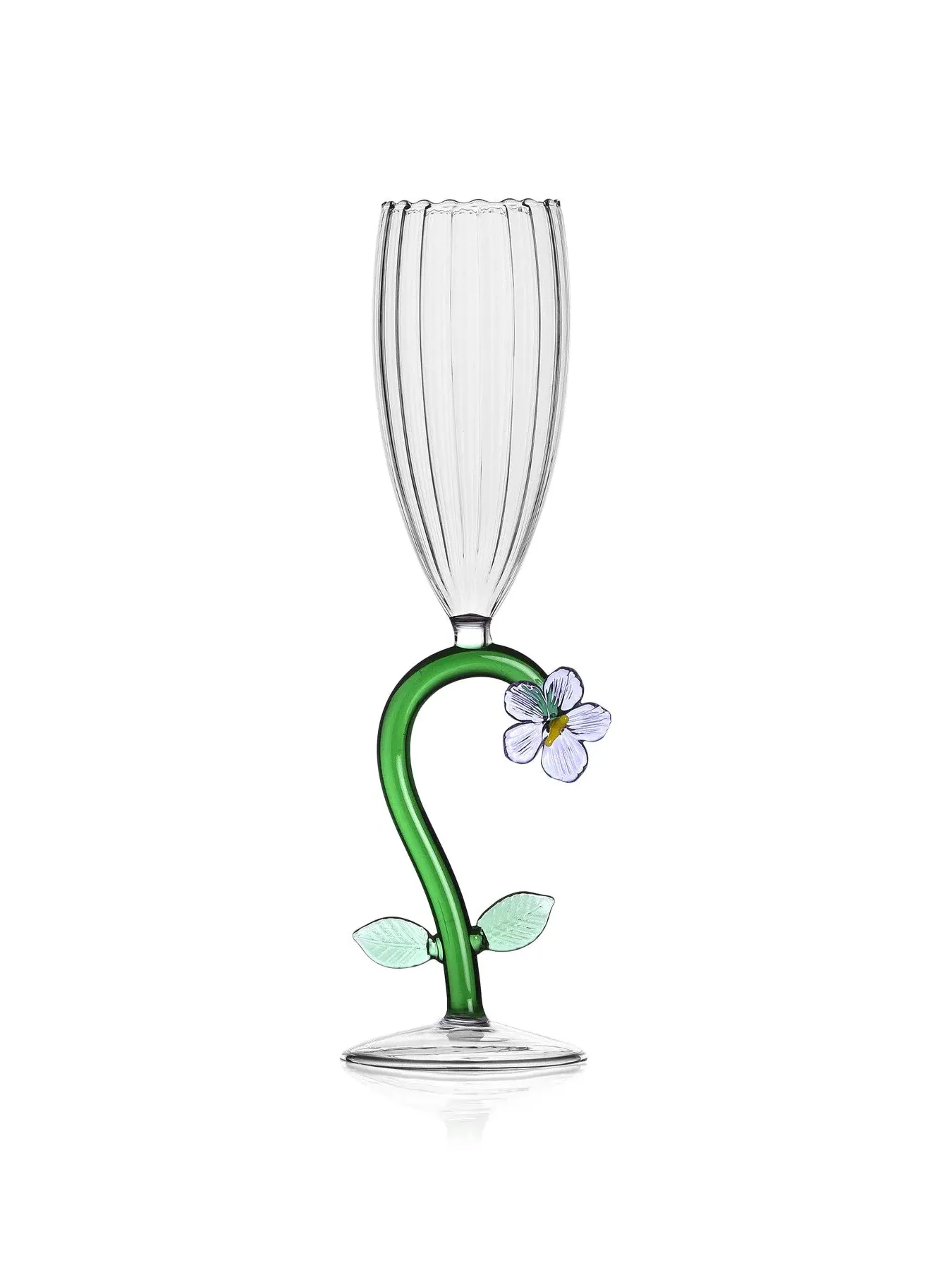 Optical Flute Glass with Flower Design - Lilac image
