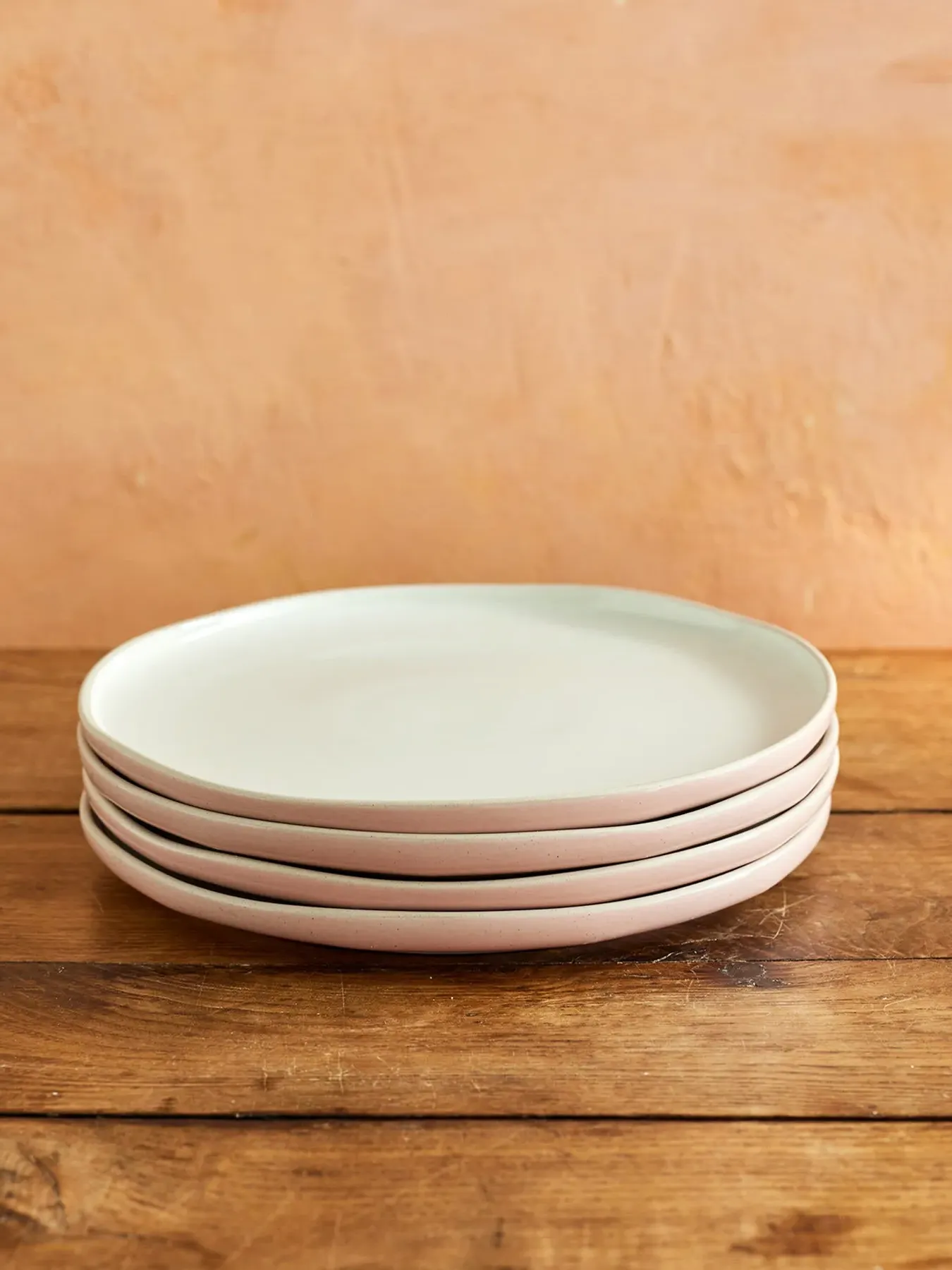 4-Piece Dinner Plate Set - Pink, Ceramic