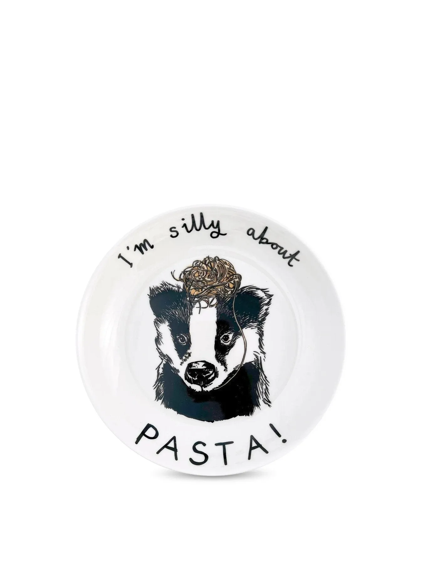 Pasta Bowl with Badger Design - White, Ceramic image