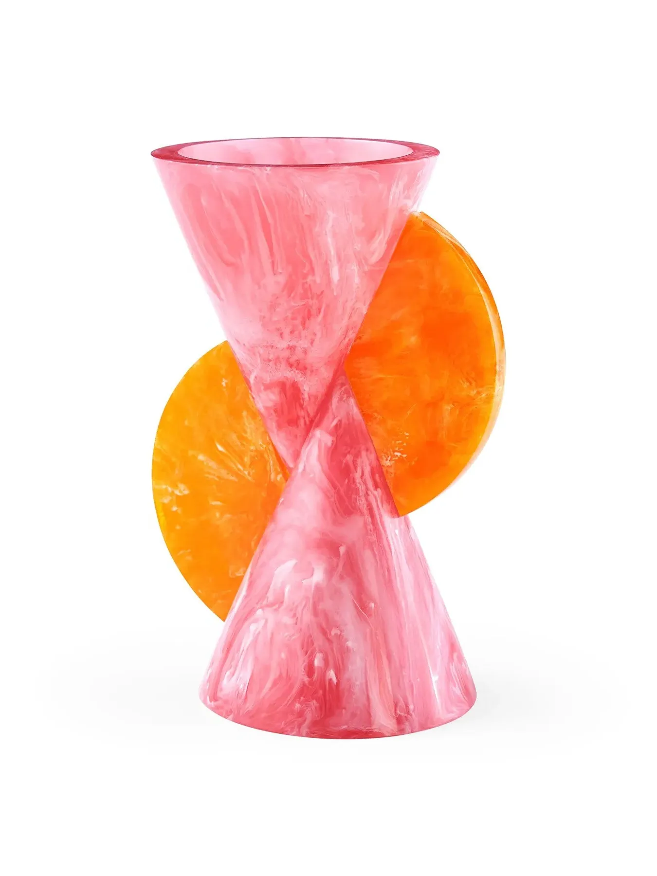 Cone Vase with Marbleized Finish - Pink/Orange