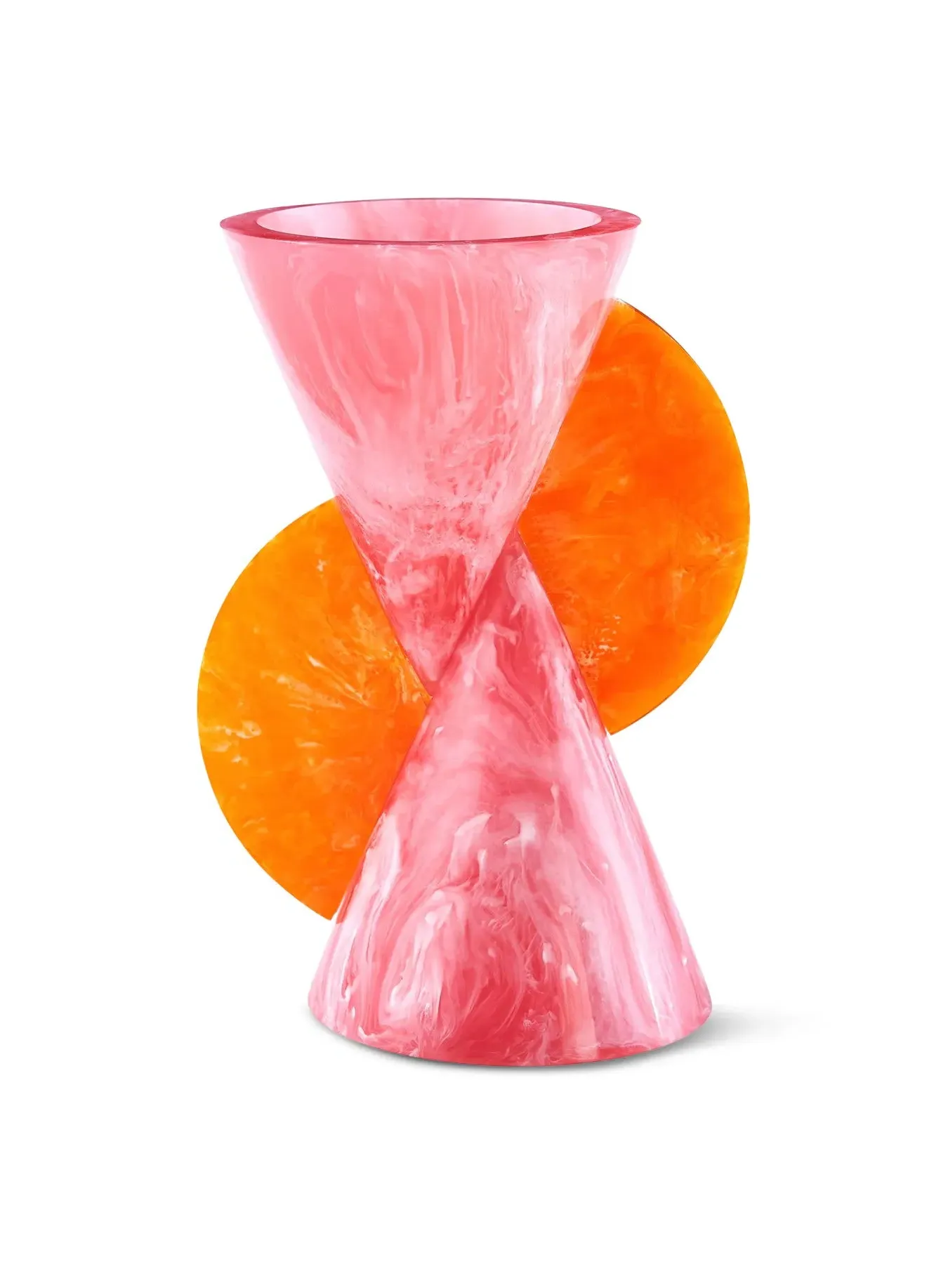 Cone Vase with Marbleized Finish - Pink/Orange image