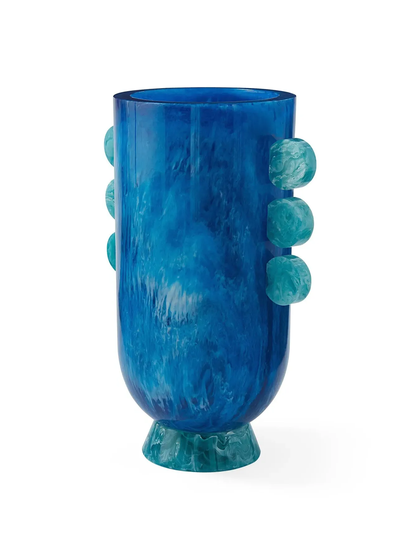 Disc Urn Vase - Blue, Marbleized Finish