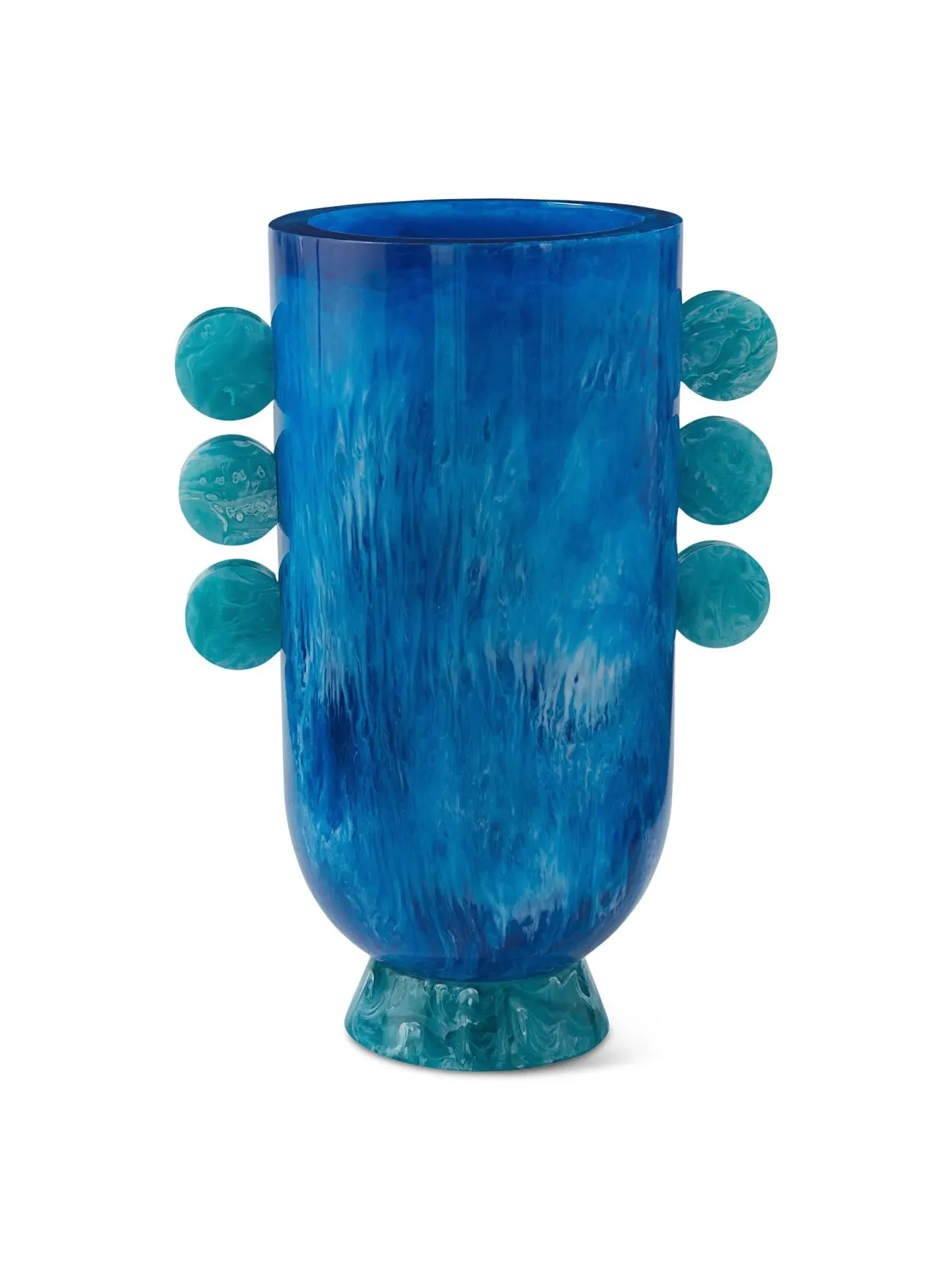 Disc Urn Vase - Blue, Marbleized Finish image