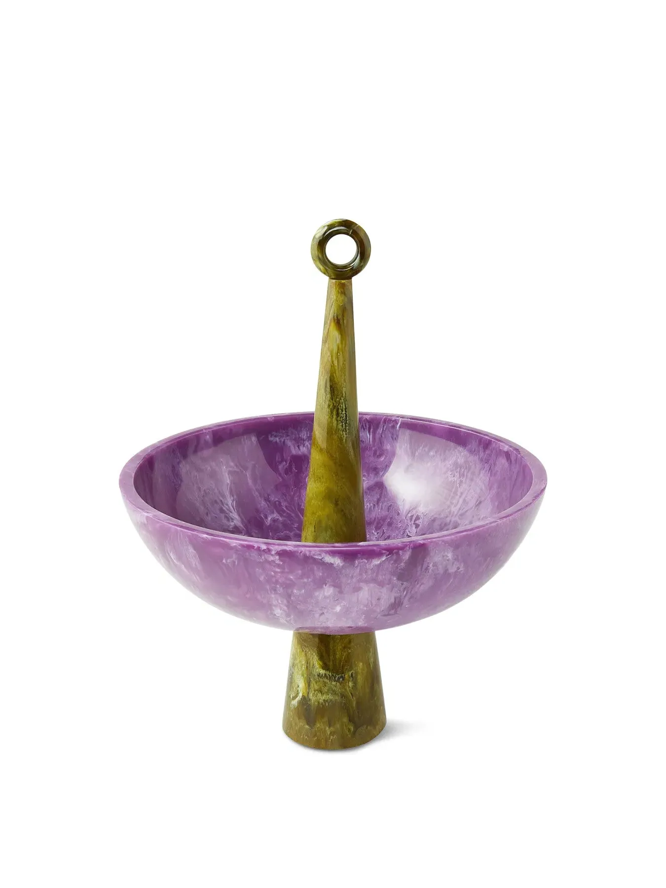 Finial Bowl with Marbleized Finish - Purple/Green image
