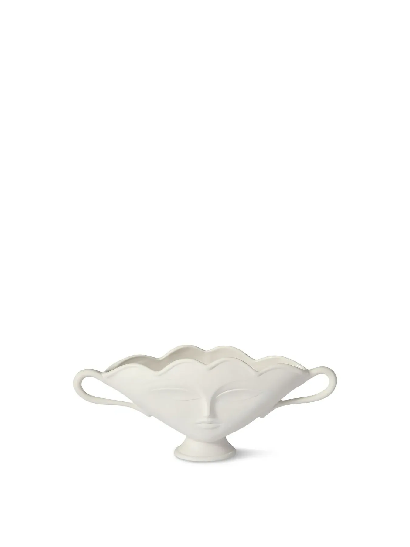 Small Decorative Urn with Face Design - White image