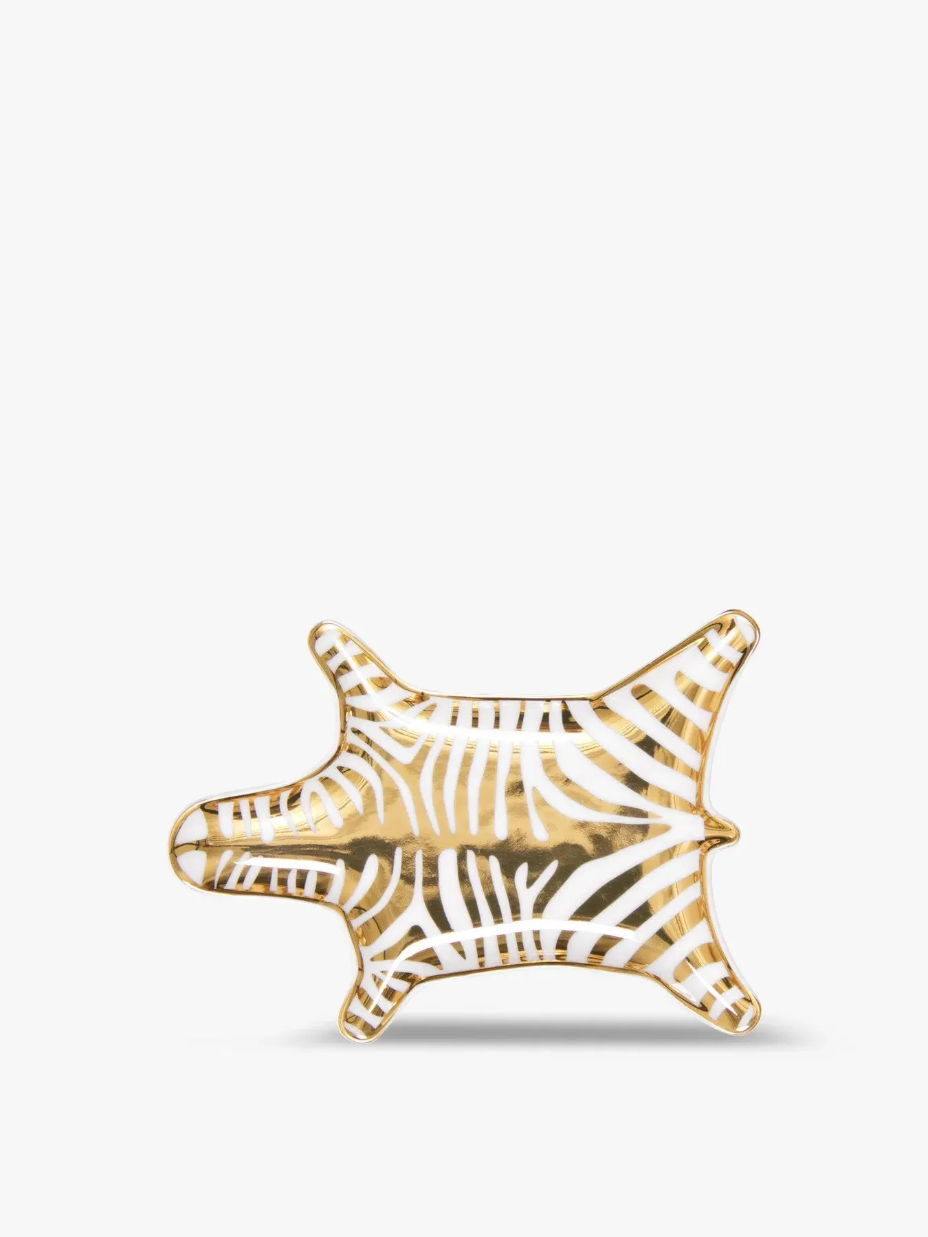 Stacking Dish with Zebra Pattern - Gold, White image
