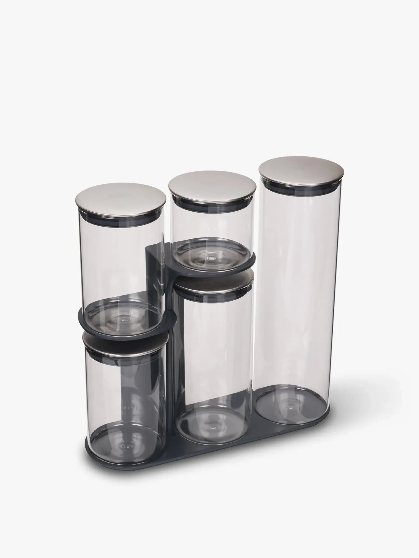 5-Piece Storage Jar Set with Stand - Steel, Glass image