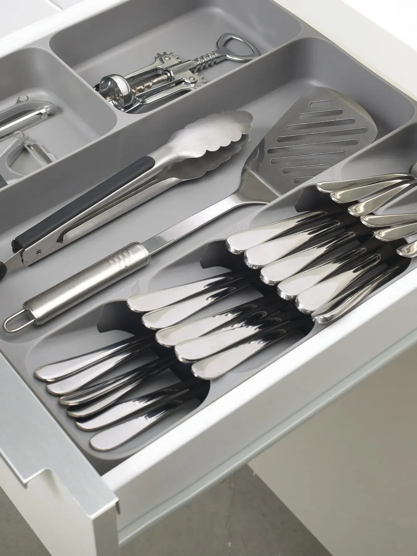 Adjustable Drawer Organiser with Compartments - Grey