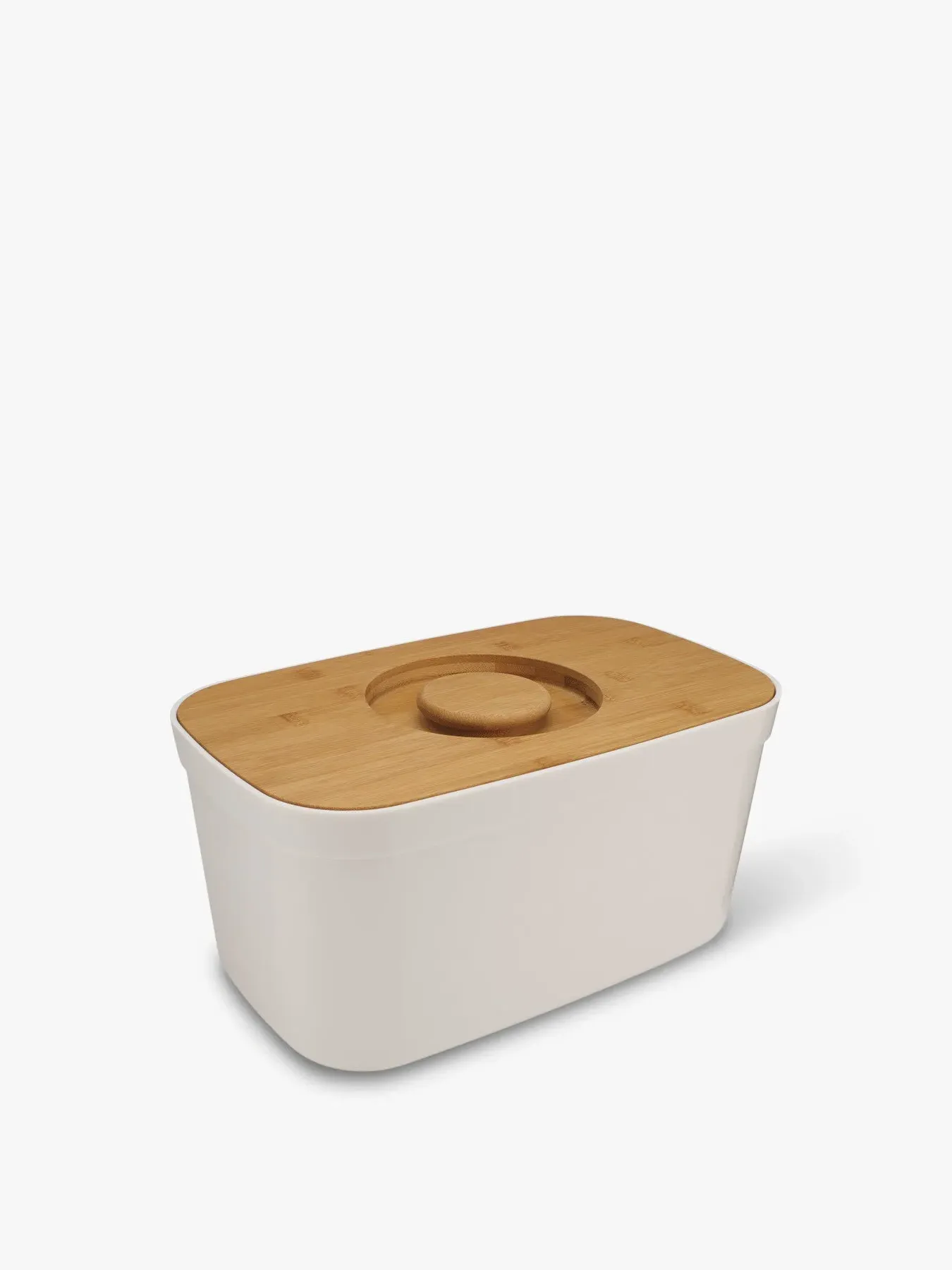Bread Bin with Cutting Board Lid - White, Bamboo image