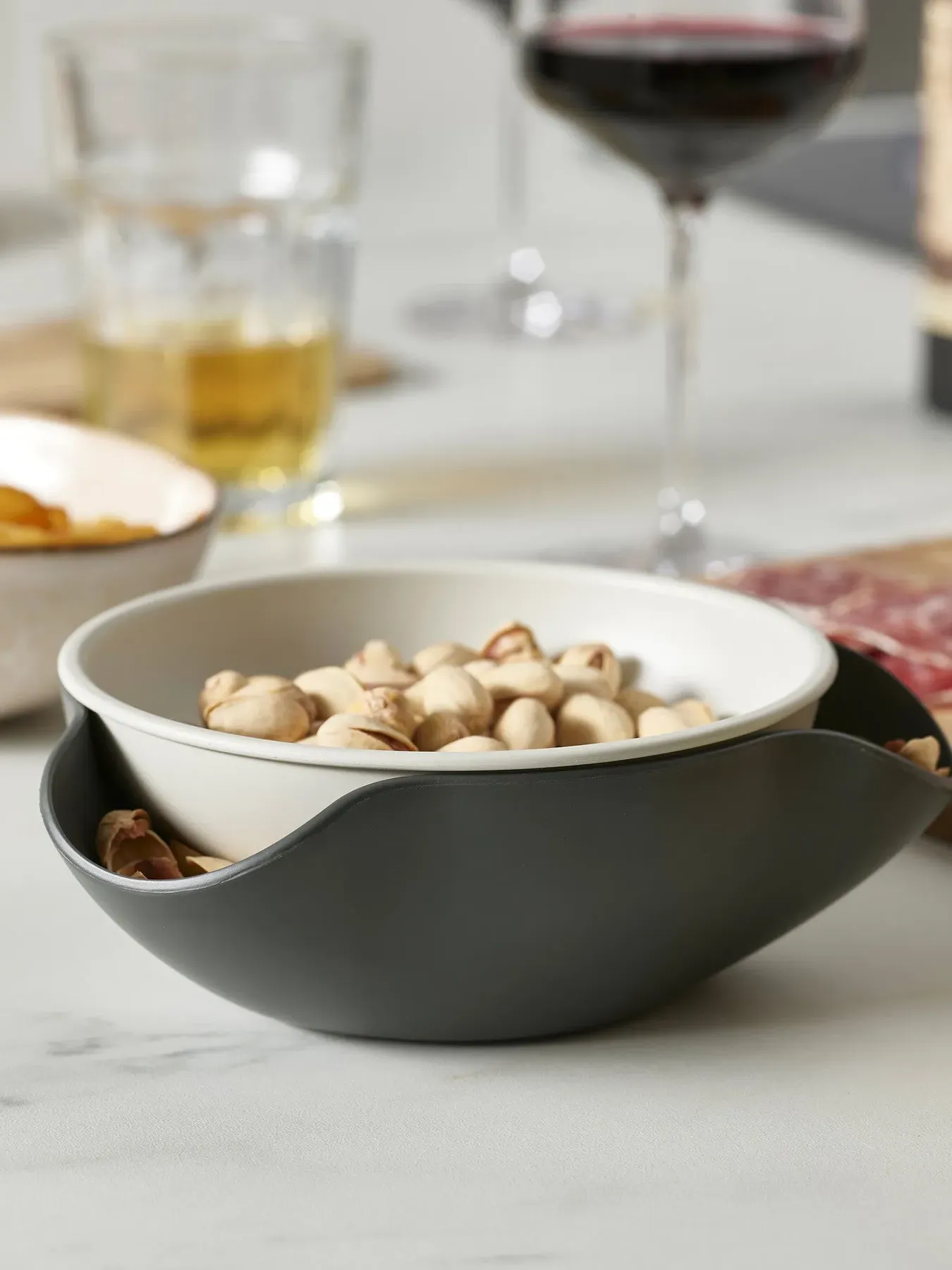 Double Dish Serving Bowl - Grey