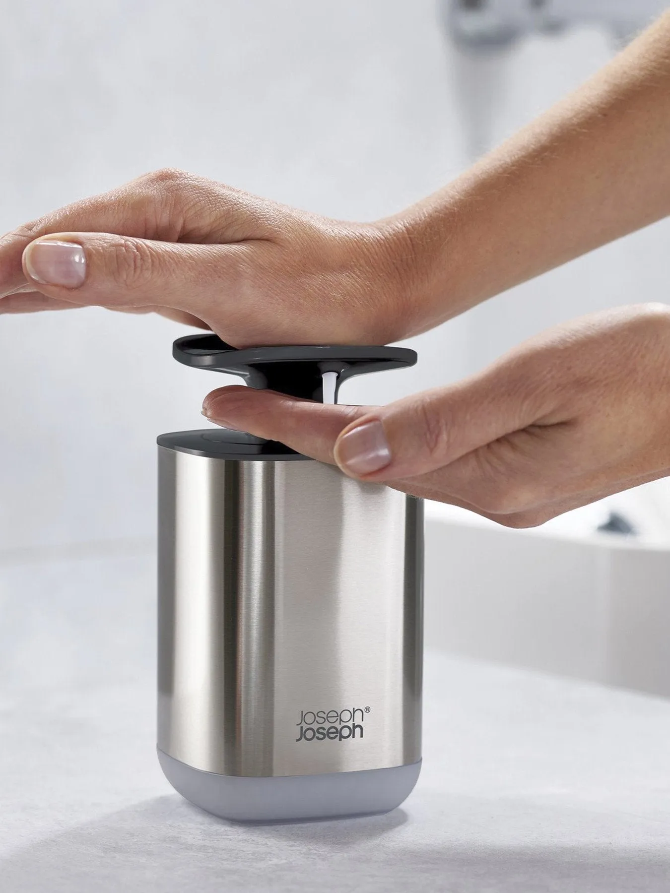 Steel Soap Pump with Large Head - Grey, Steel