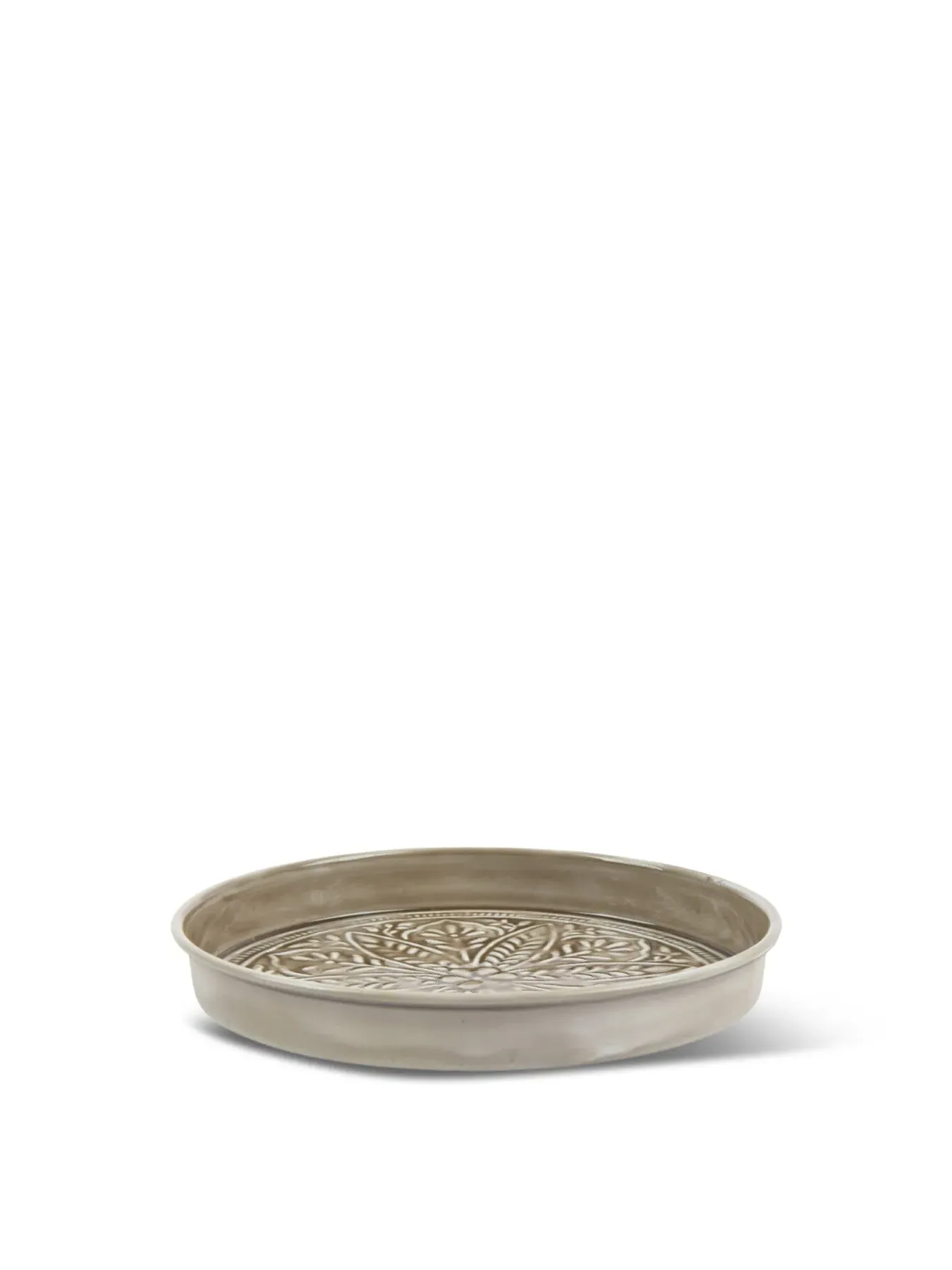 Round Decorative Tray Embossed - Grey, Iron image