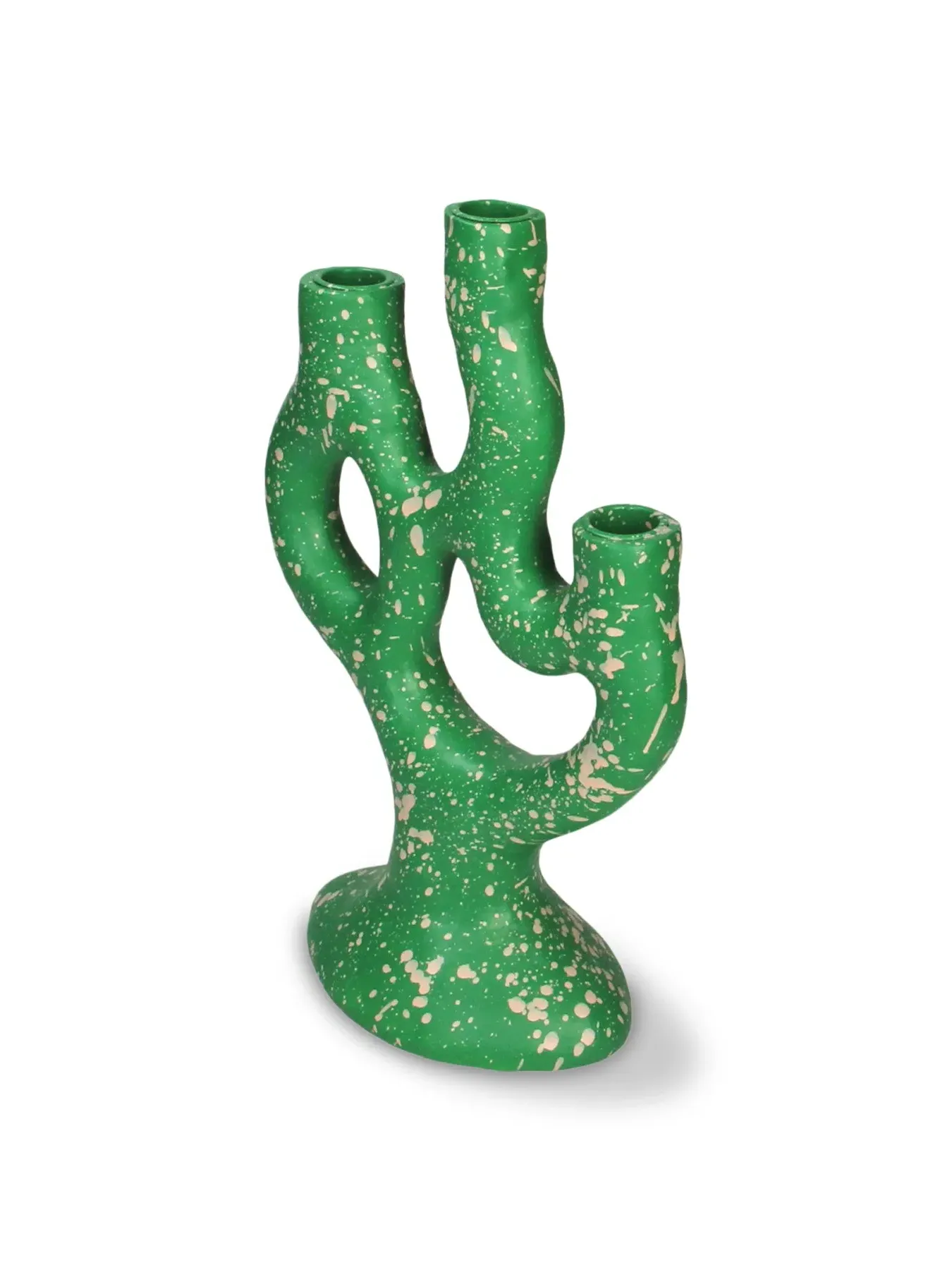 Organic Candle Stick Holder - Green, Polyresin