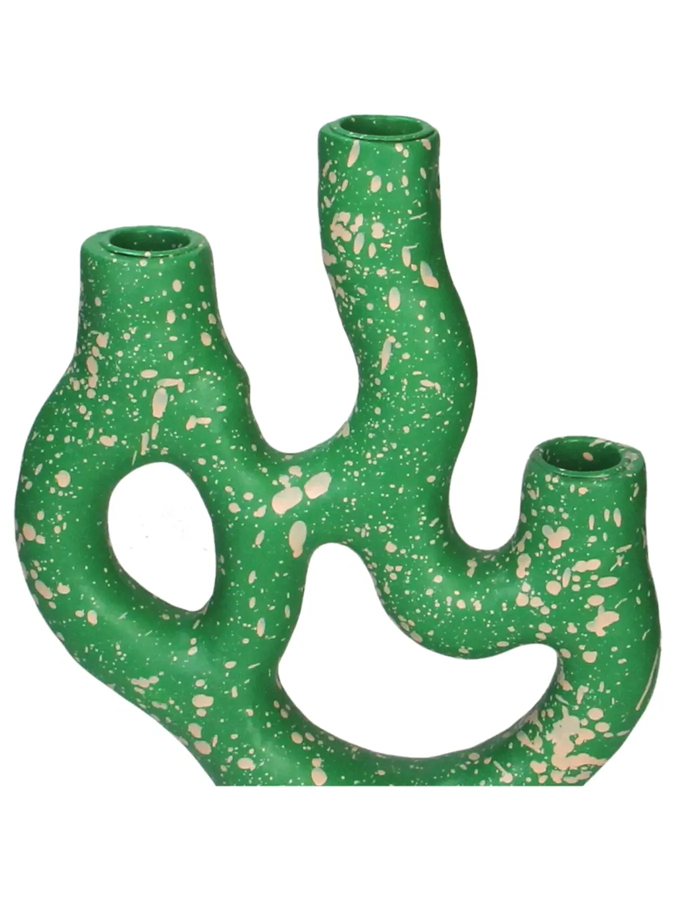 Organic Candle Stick Holder - Green, Polyresin