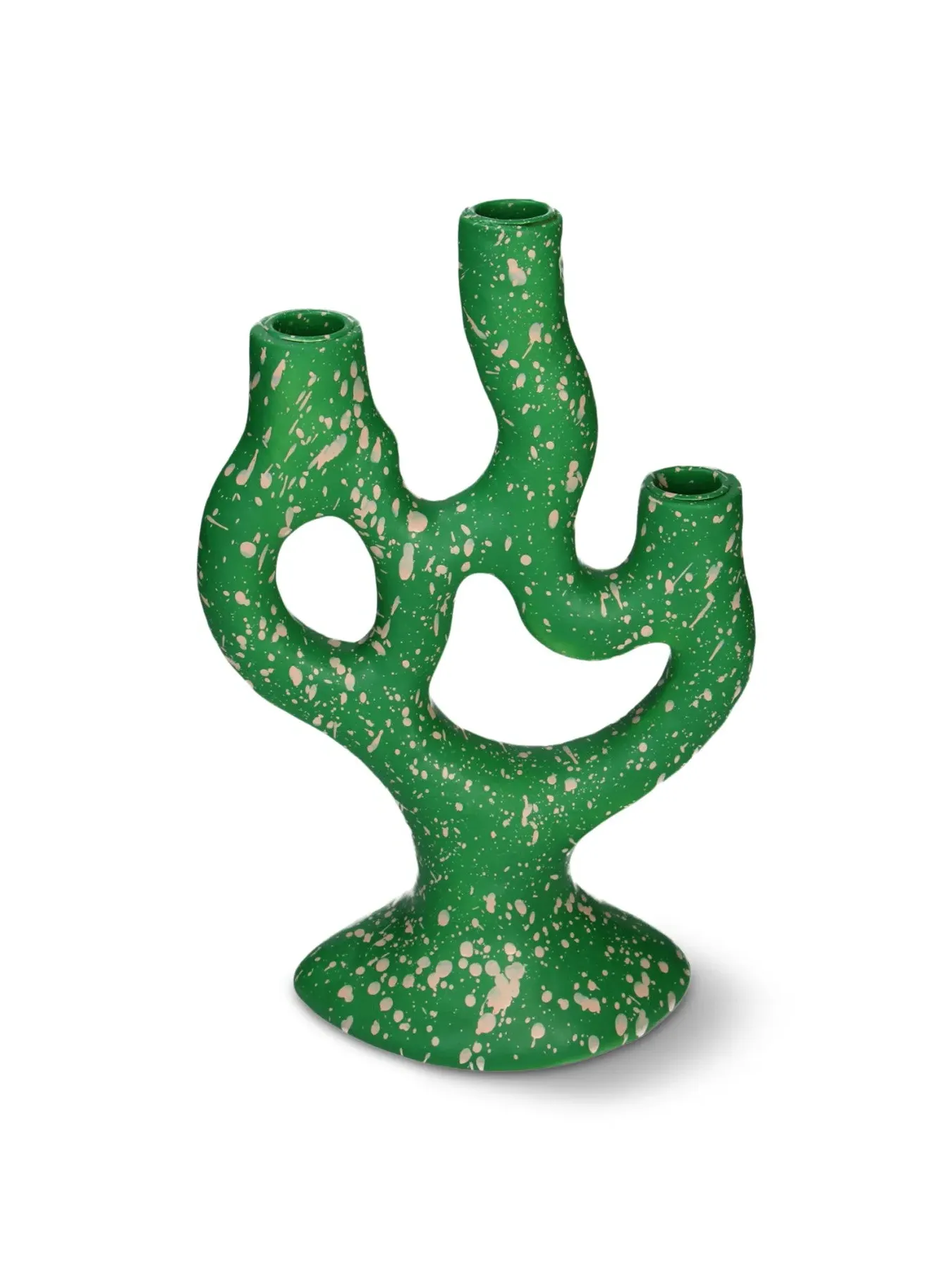 Organic Candle Stick Holder - Green, Polyresin