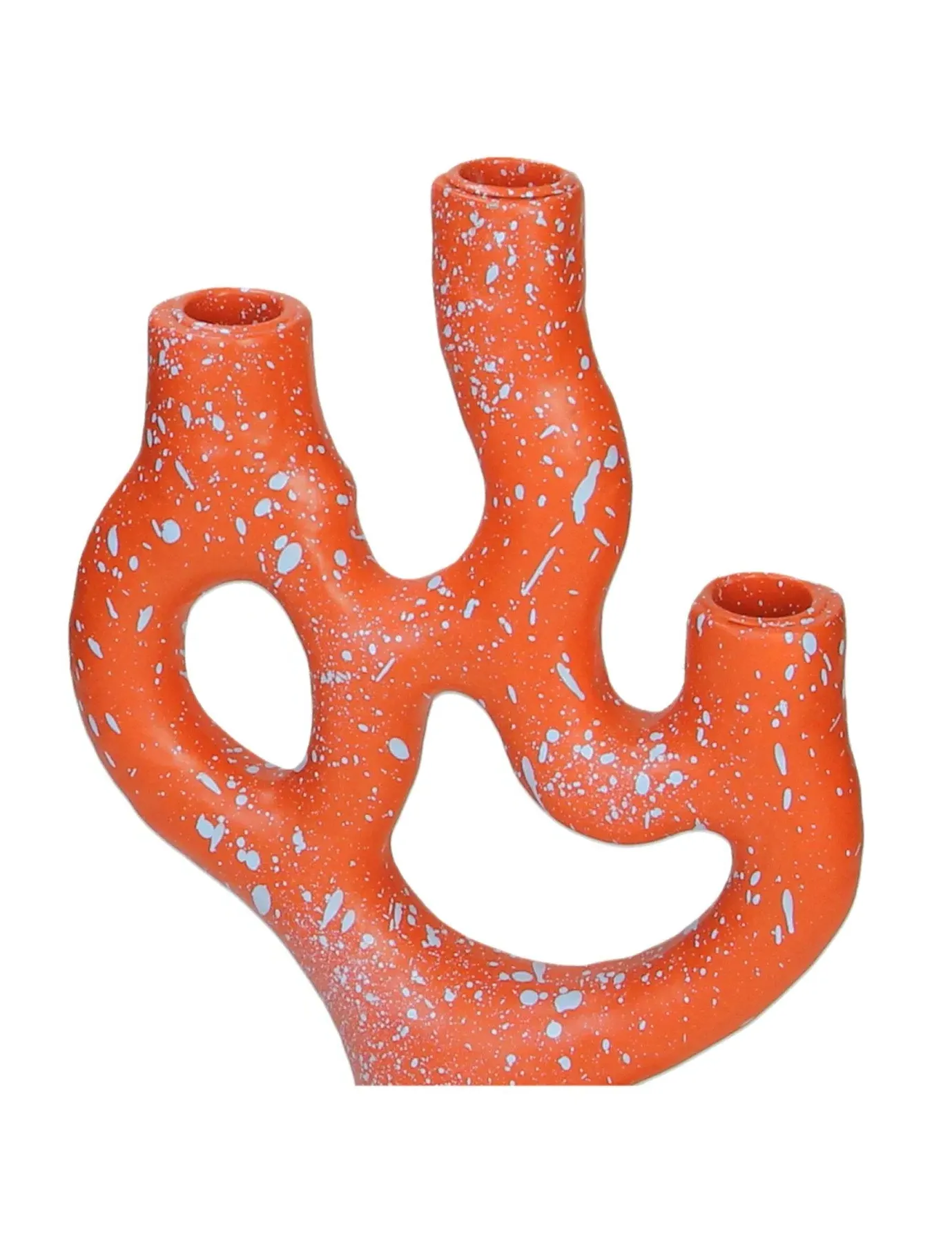 Organic Candle Stick Holder - Orange, Polyresin