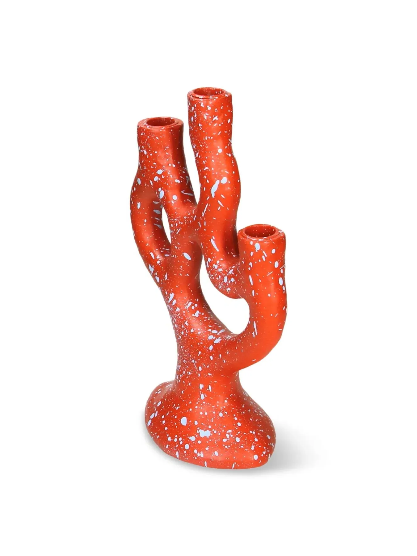 Organic Candle Stick Holder - Orange, Polyresin