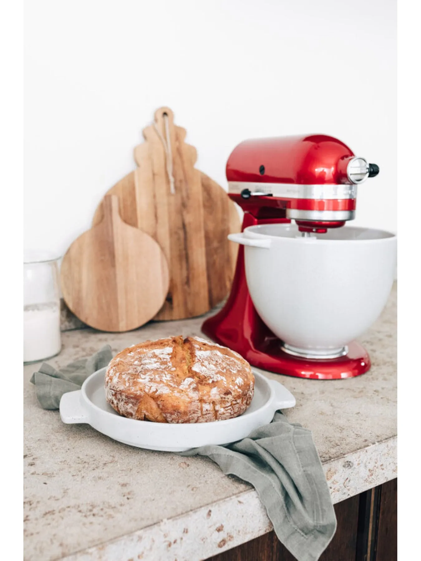 4.7L Bread Bowl with Lid - Grey Speckle, Ceramic