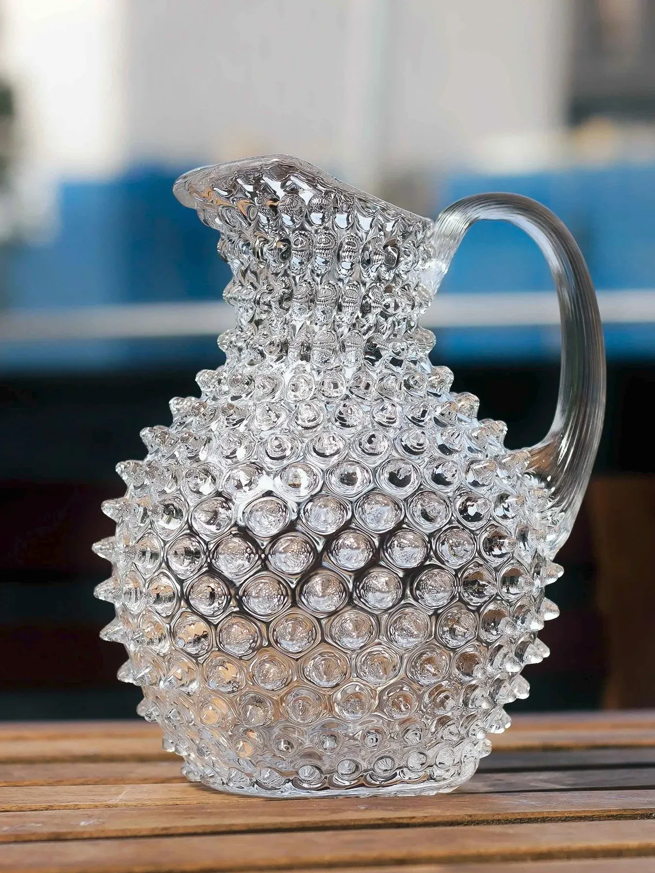 2L Glass Jug with Hobnail Texture - Clear