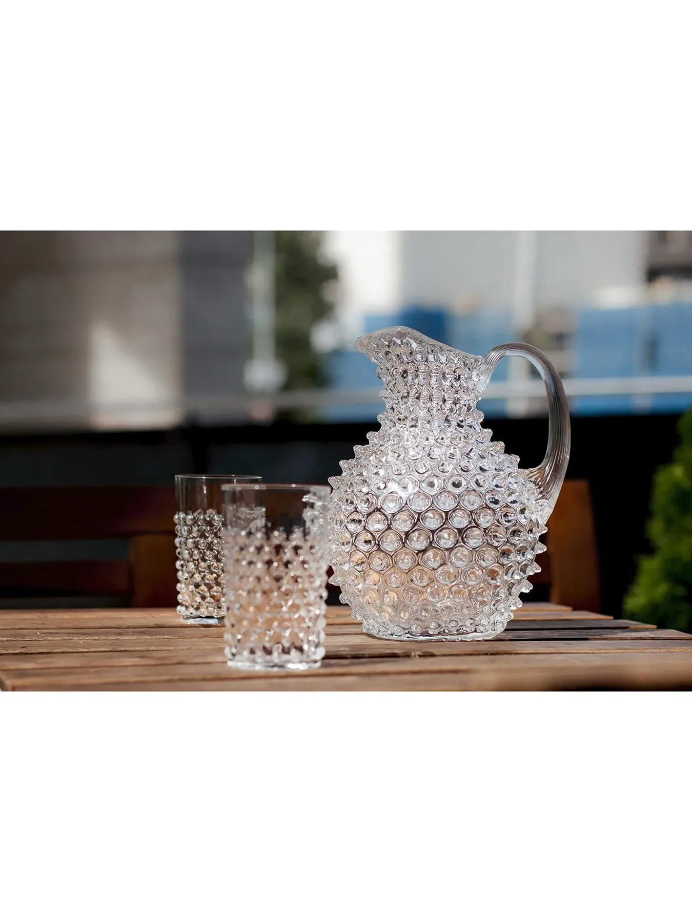 2L Glass Jug with Hobnail Texture - Clear