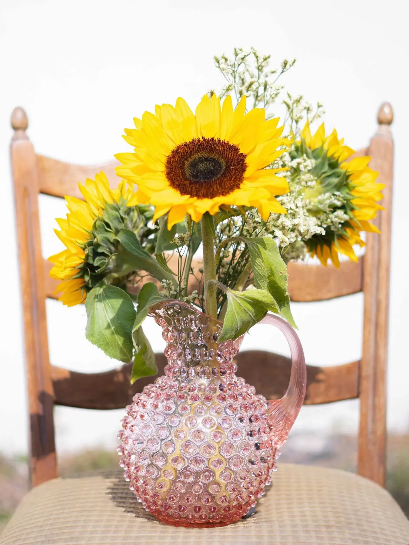 2L Hobnail Jug - Rosaline, Glass